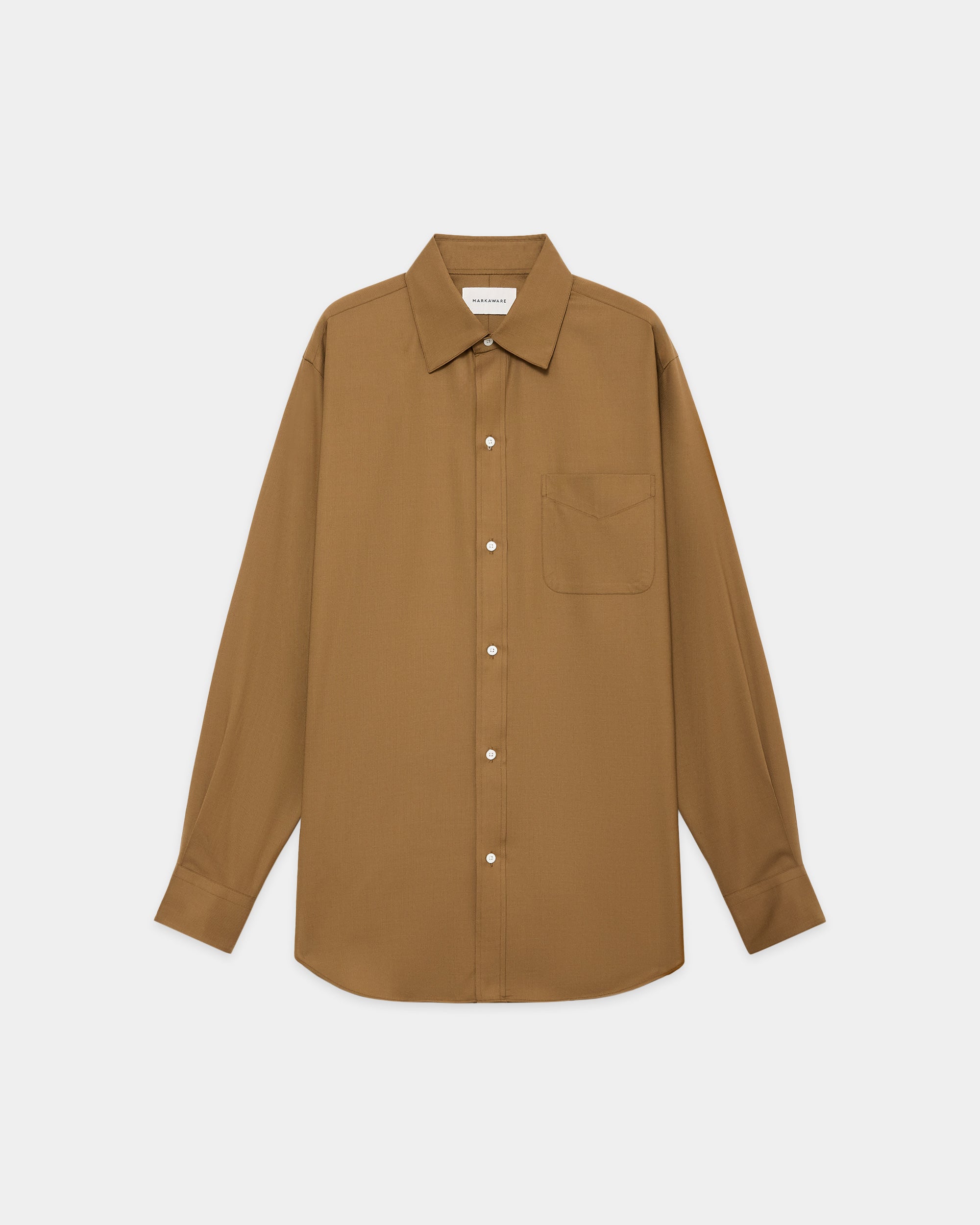 Super 160s Washable Wool Oxford / Regular Fit Dress Shirt, Coyote