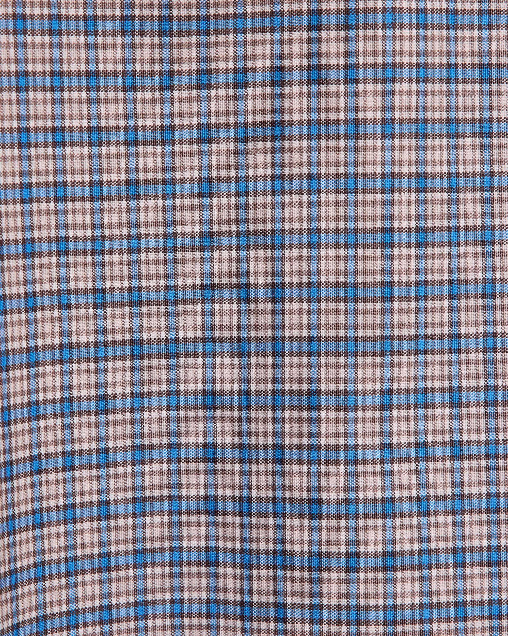 Super 160s Washable Wool Oxford / Square Shirt, Brown Check
