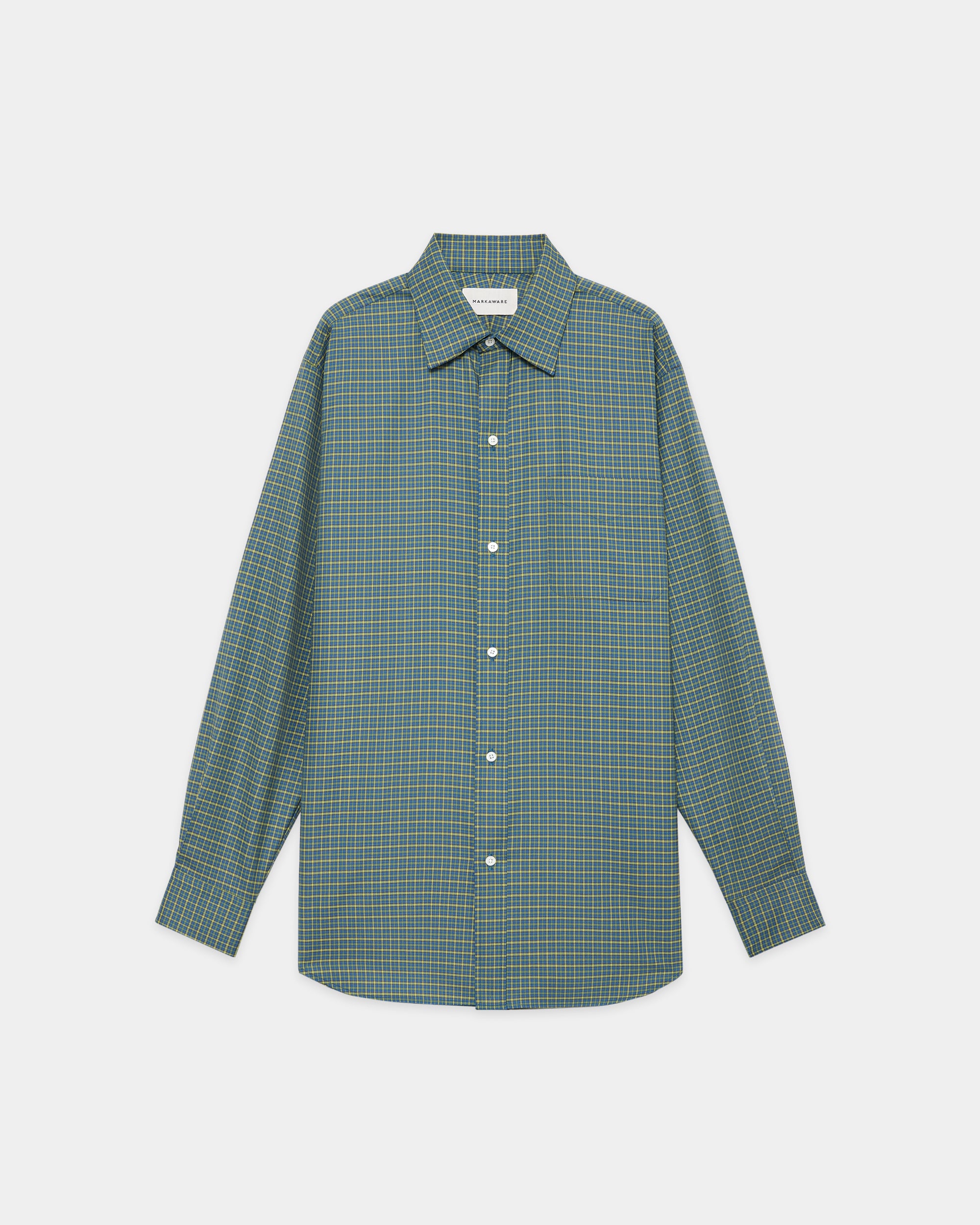 Super 160s Washable Wool Oxford / Regular Fit Dress Shirt, Green Check