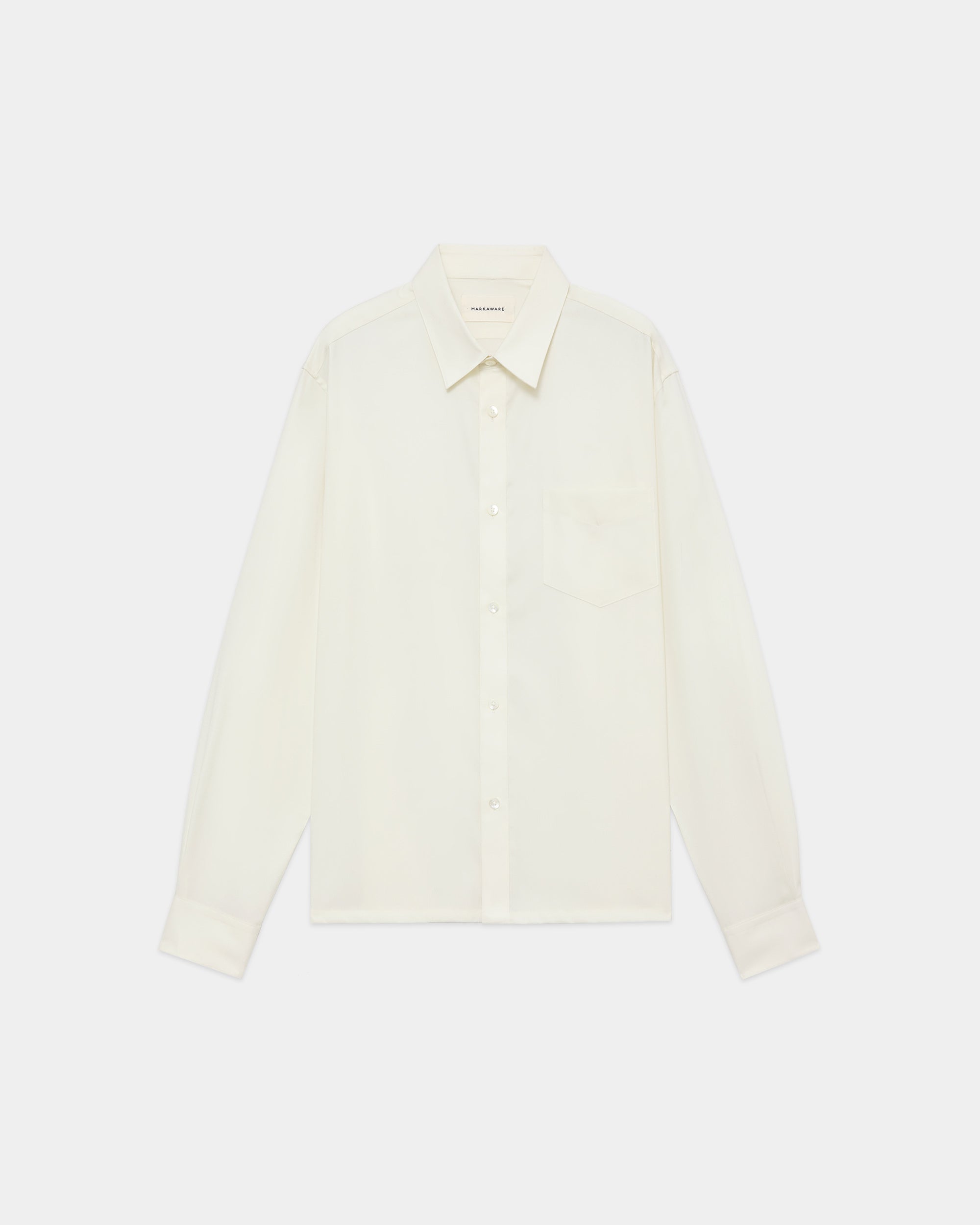 Super 160s Washable Wool Oxford / Square Shirt, Pearl Gray