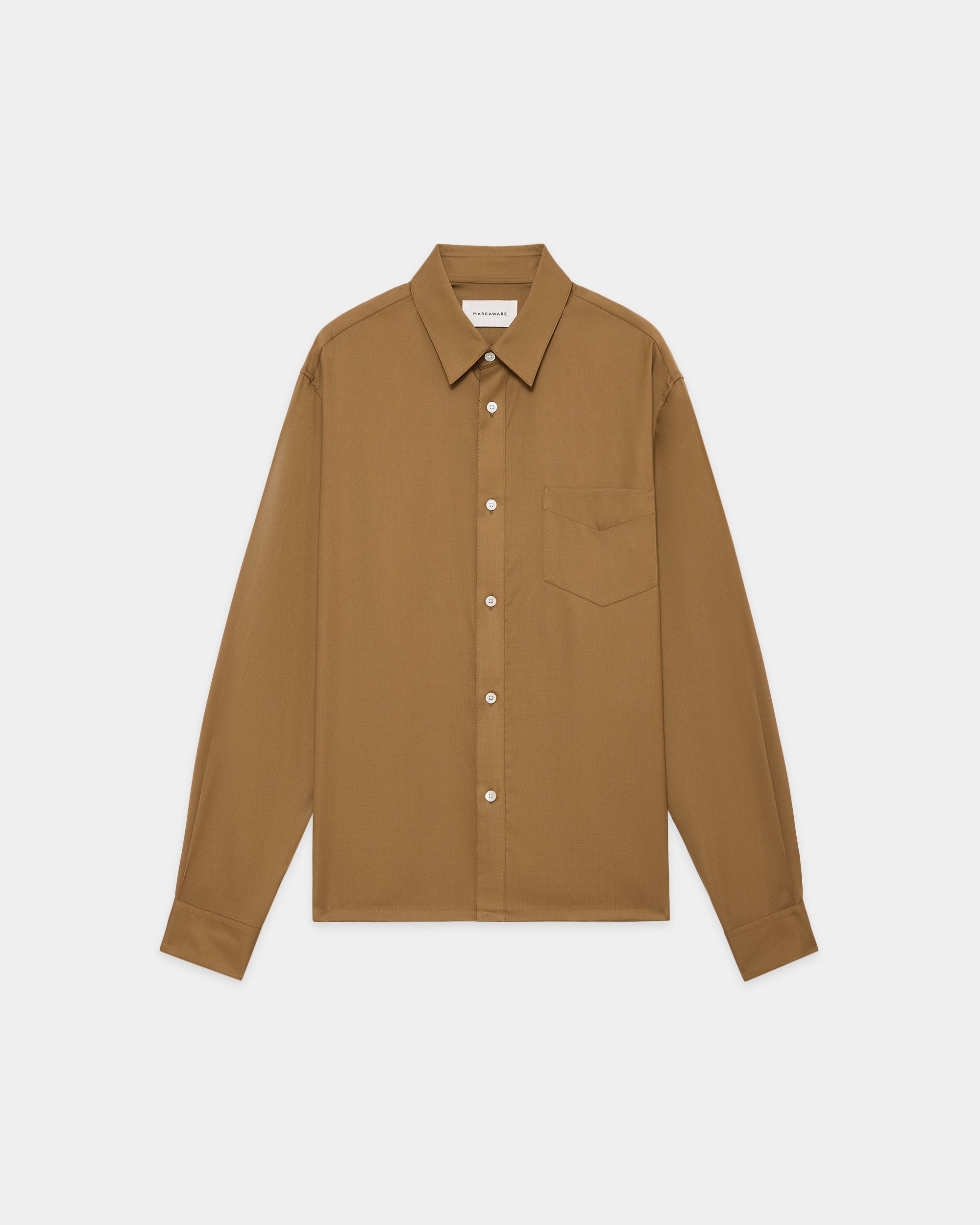 Super 160s Washable Wool Oxford / Square Shirt, Coyote