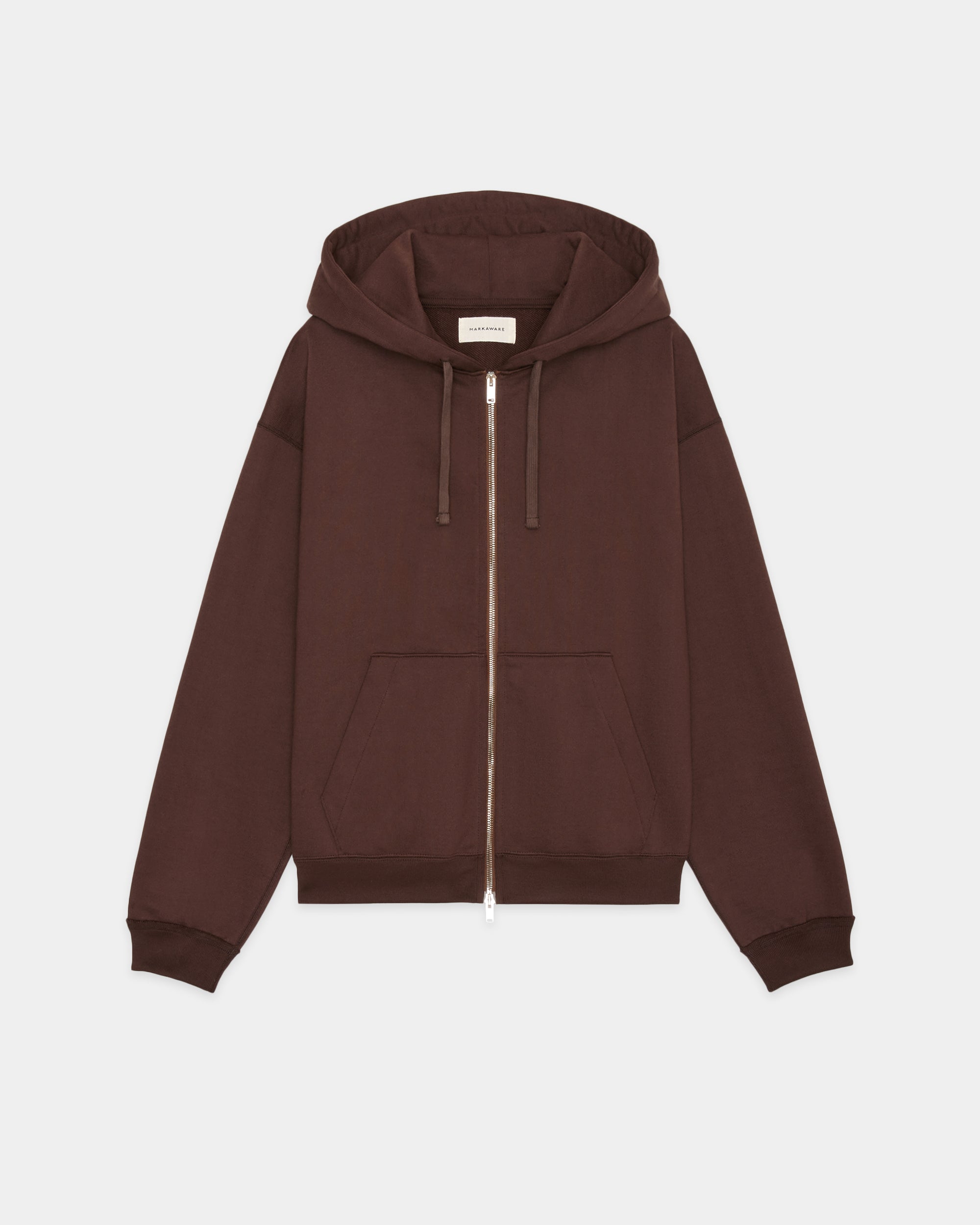 Organic Cotton Heavy Fleece / Comfort Zip Parka, Dark Brown