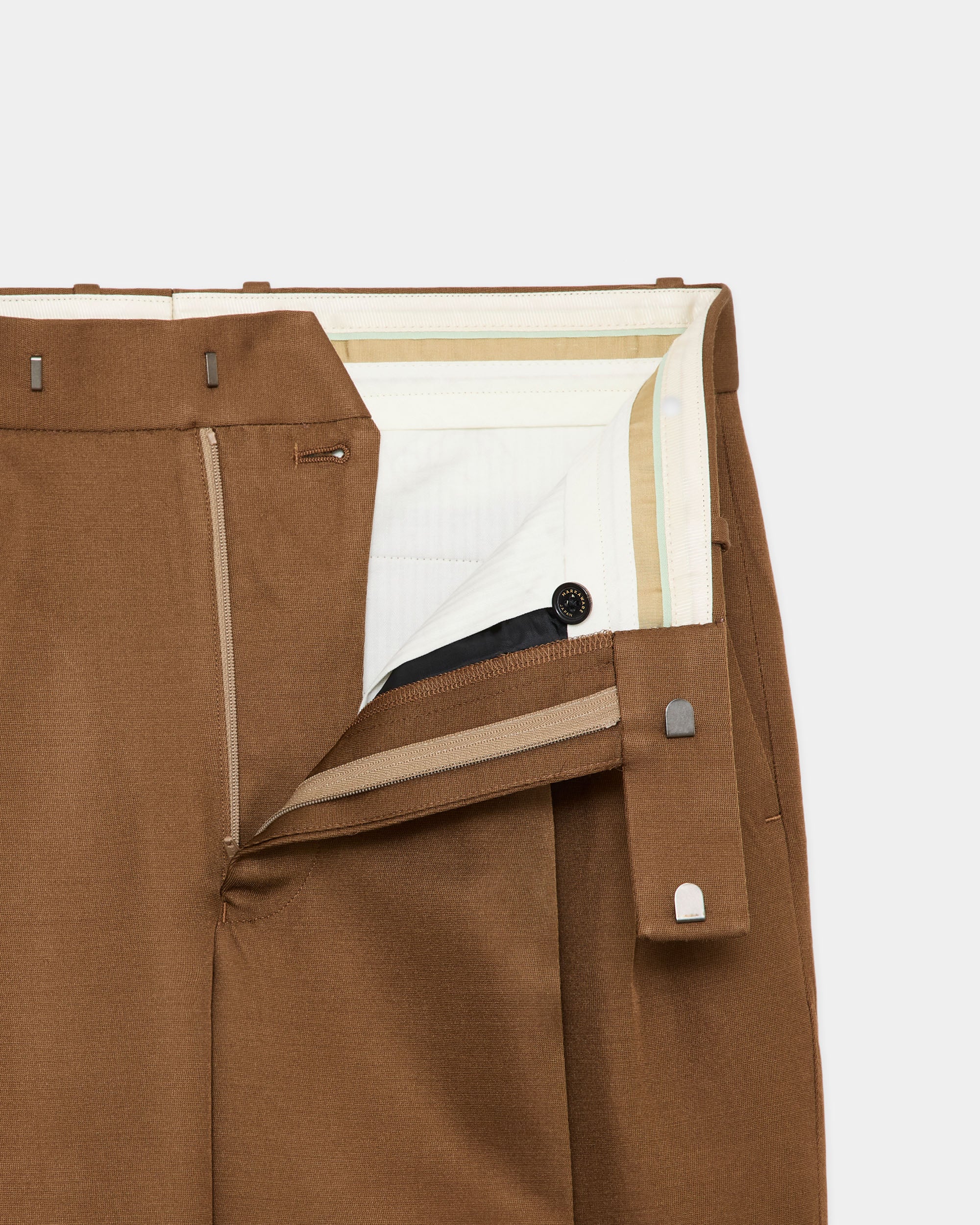 Bratac Silk × Organic Wool Double Cloth Double Pleated Trousers, Amber