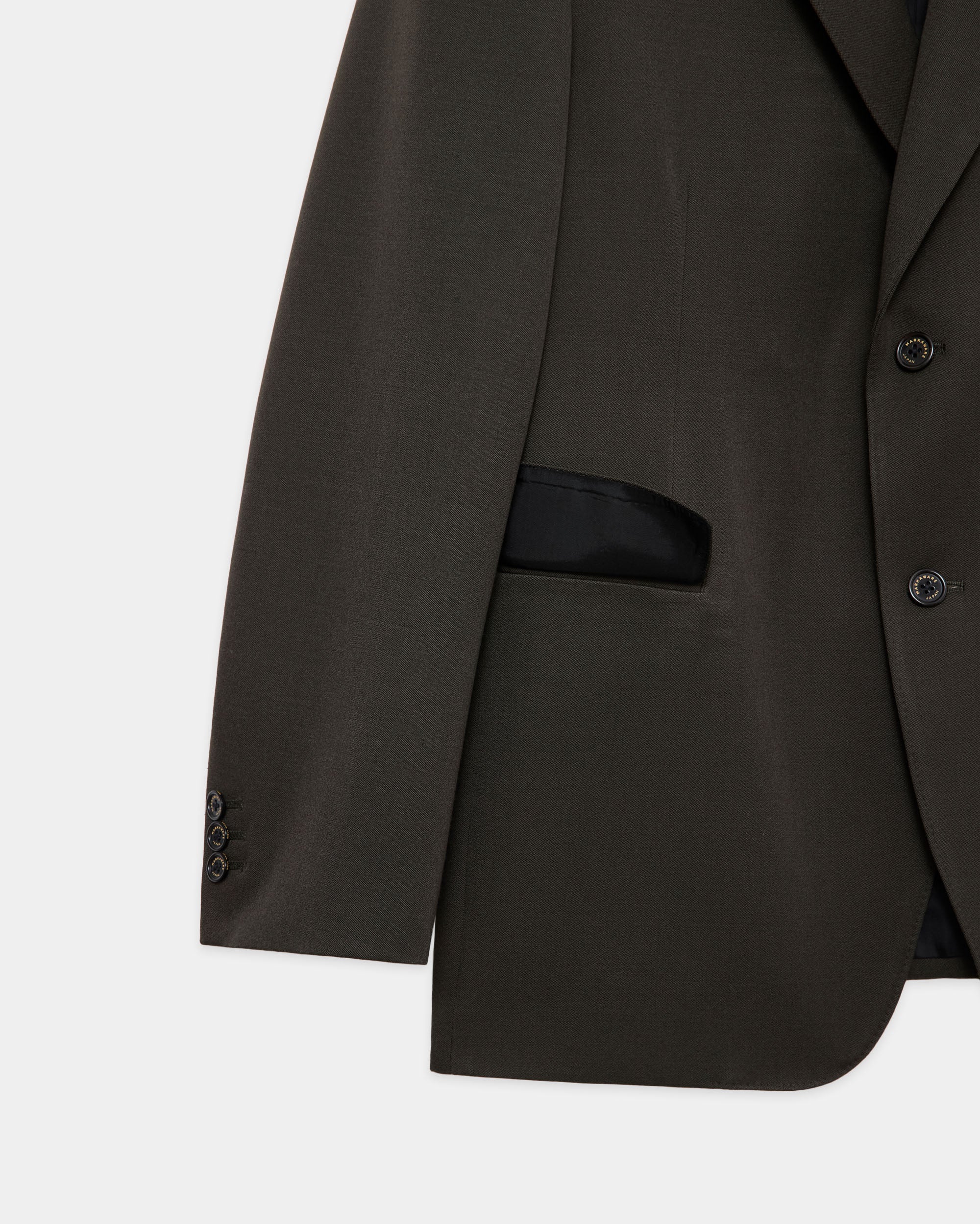 Polwarth Tuxedo Cloth / Peaked Lapel Two Button Jacket, Dark Olive