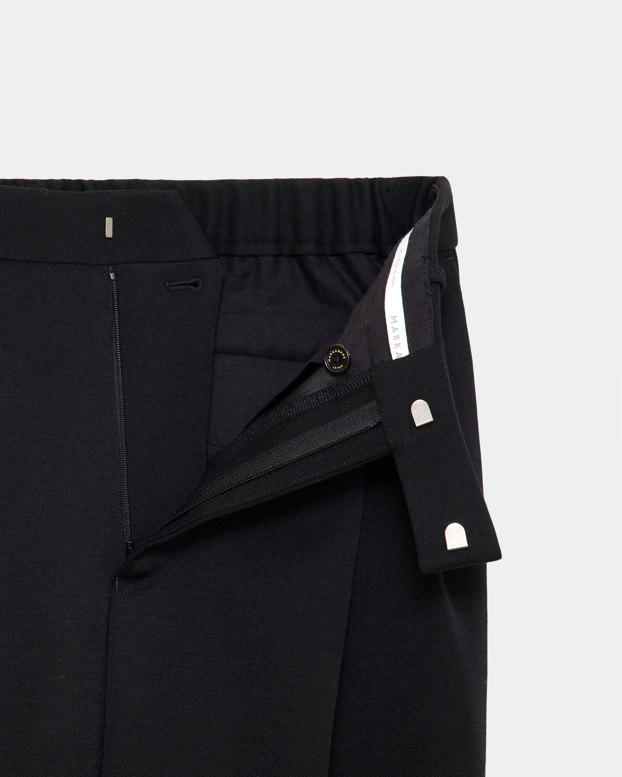 Polwarth Tuxedo Cloth / Double Pleated Semi Easy Trousers, Black