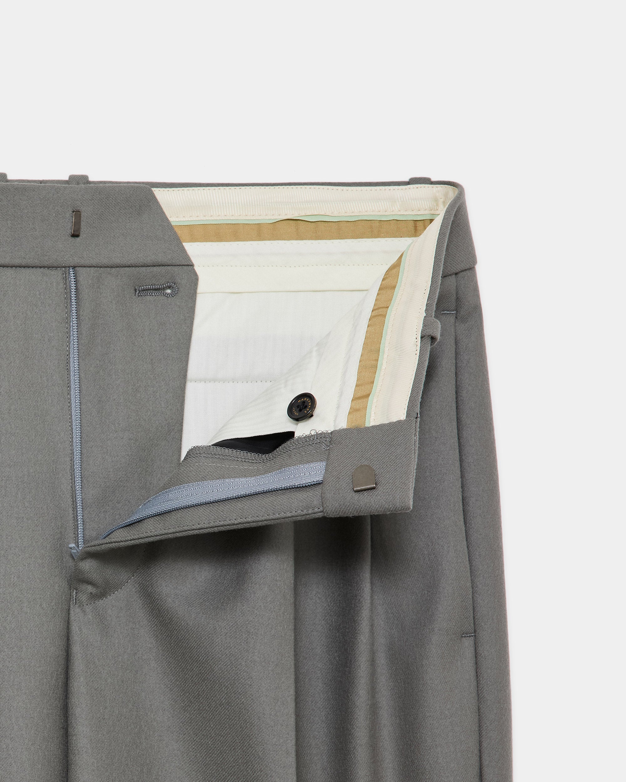 2/2/96 Wool Flannel / Double Pleated Straight Trousers, Steel Gray