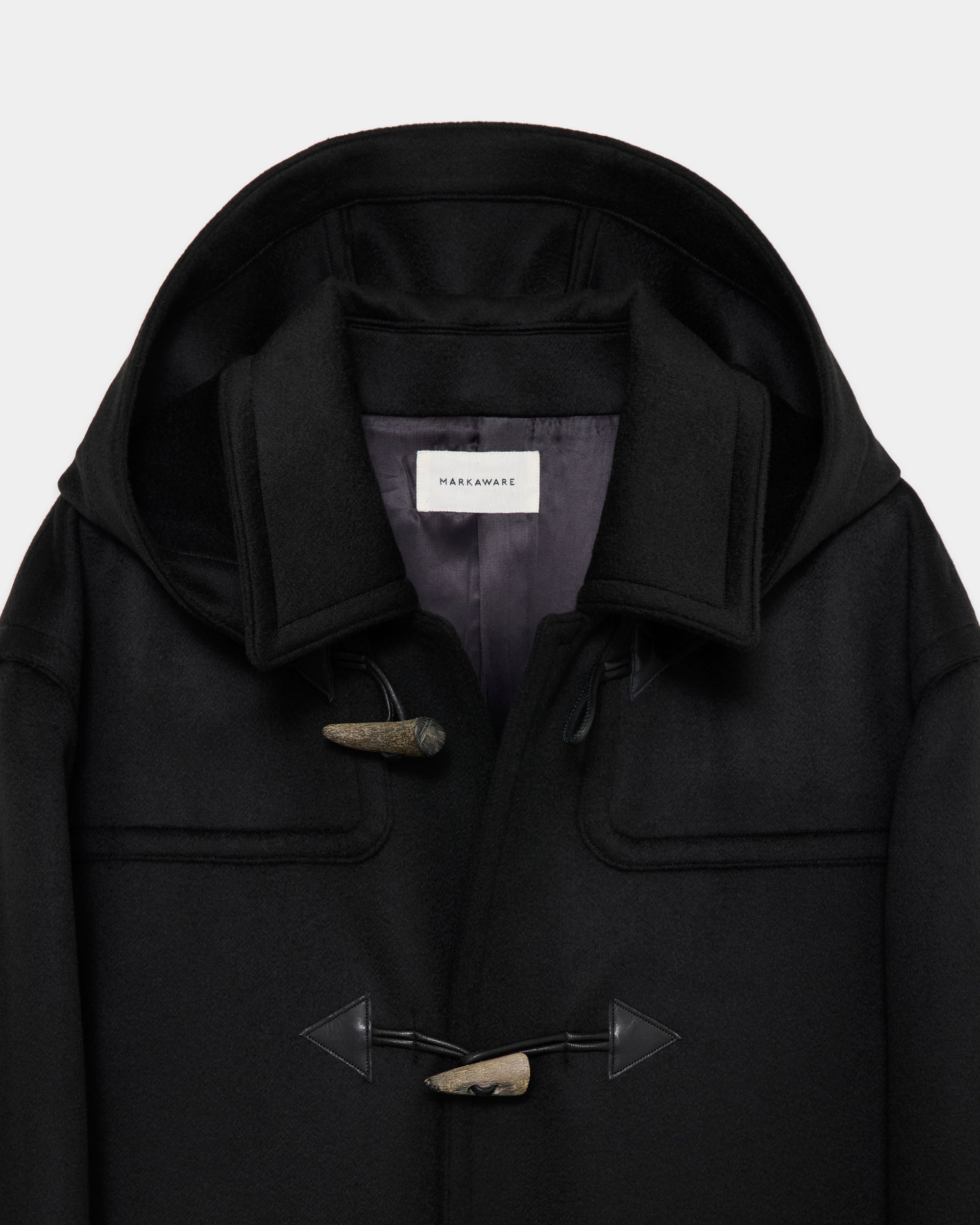 Cashmere Double Faced / Cloth Duffle Coat, Black
