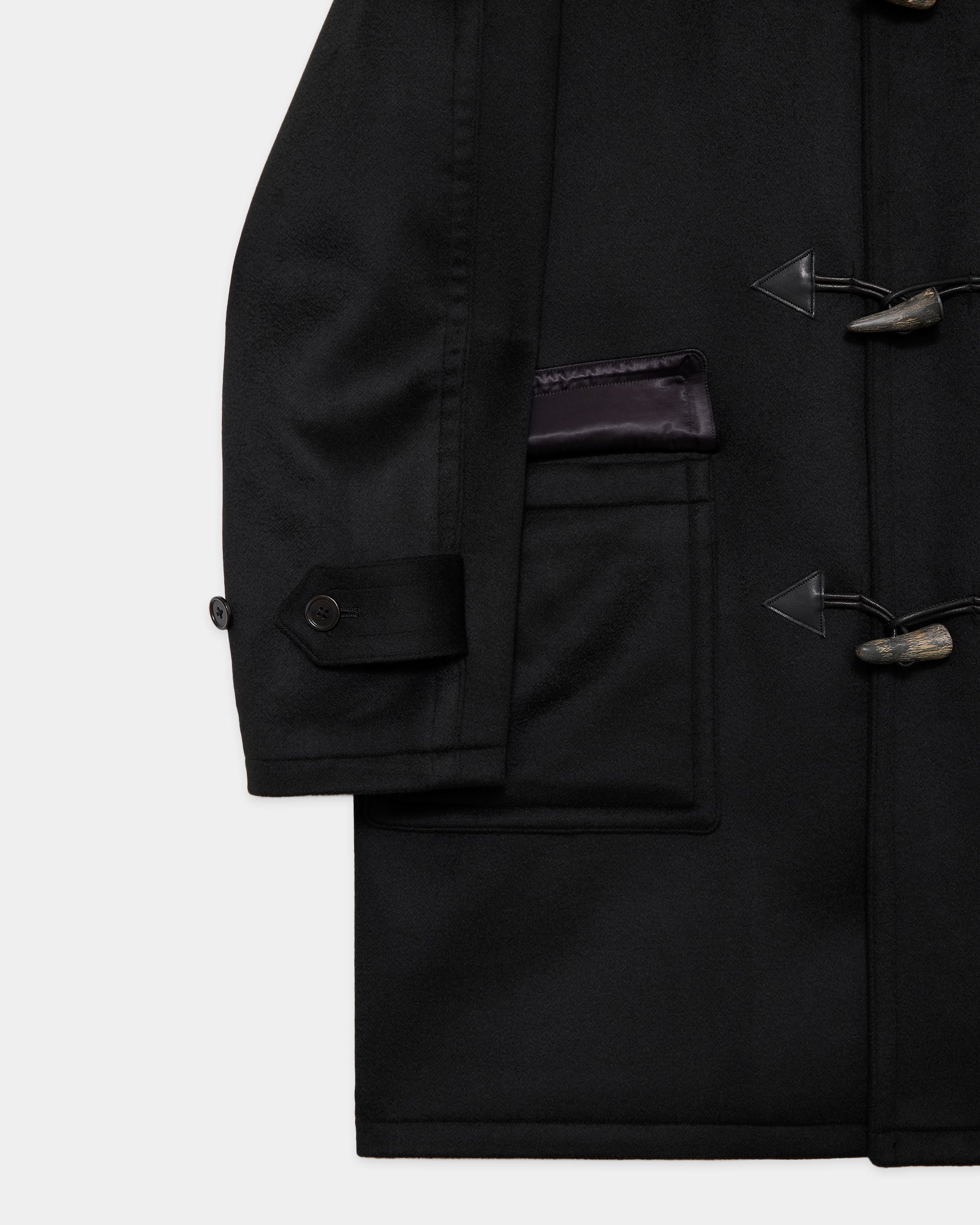 Cashmere Double Faced / Cloth Duffle Coat, Black