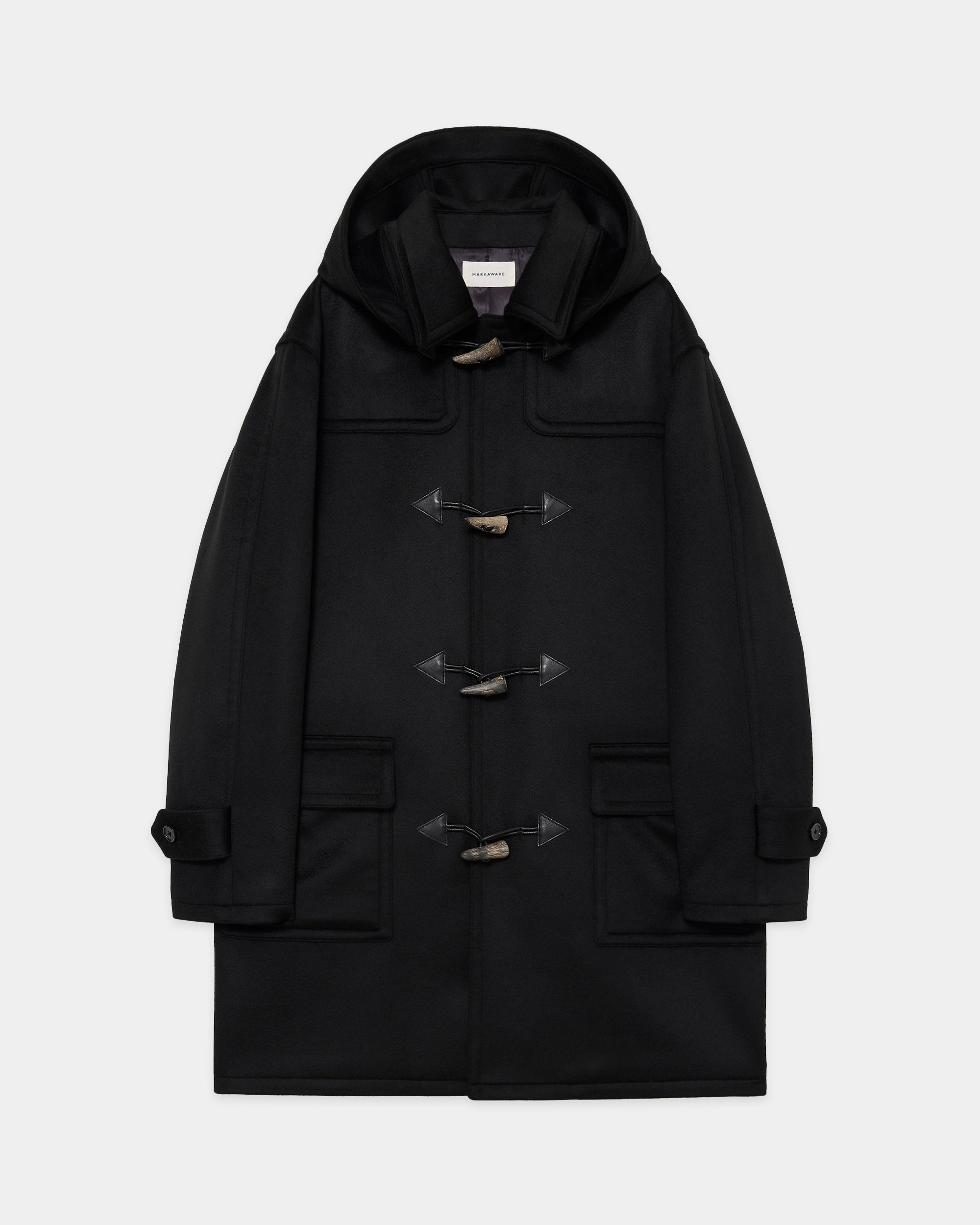 Cashmere Double Faced / Cloth Duffle Coat, Black
