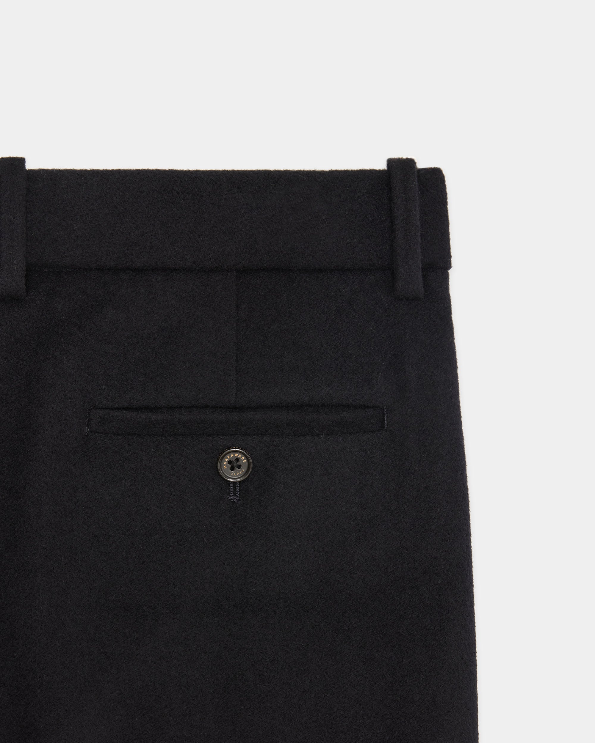 Cashmere Flannel / Double Pleated Straight Trousers, Black