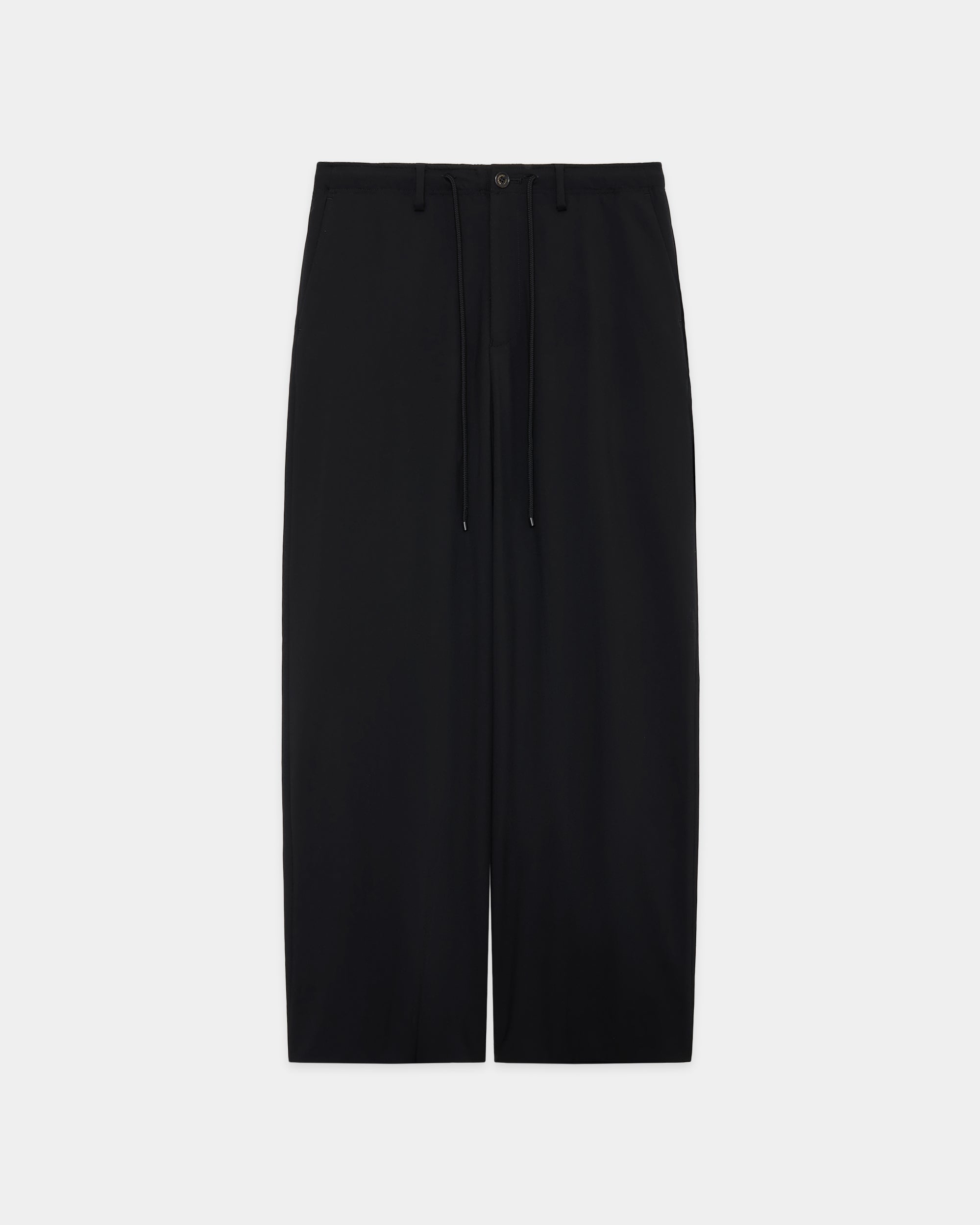 【PARKING別注】 オーガニックウール2/80トロピカル / フラットフロントワイドイージートラウザーズ, Black