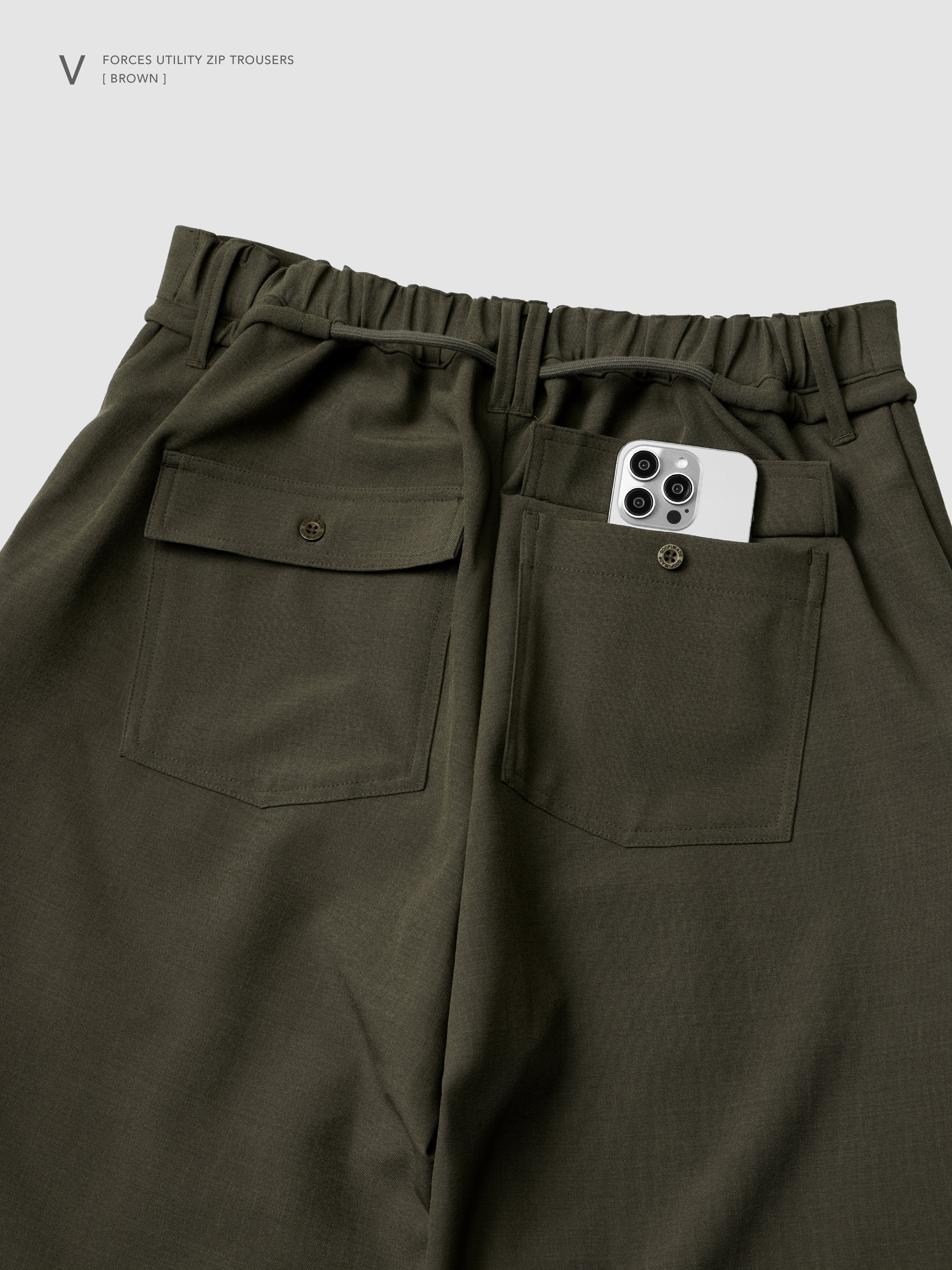 【GOOPiMADE x marka】 V / Forces Utility Zip Trousers, Brown