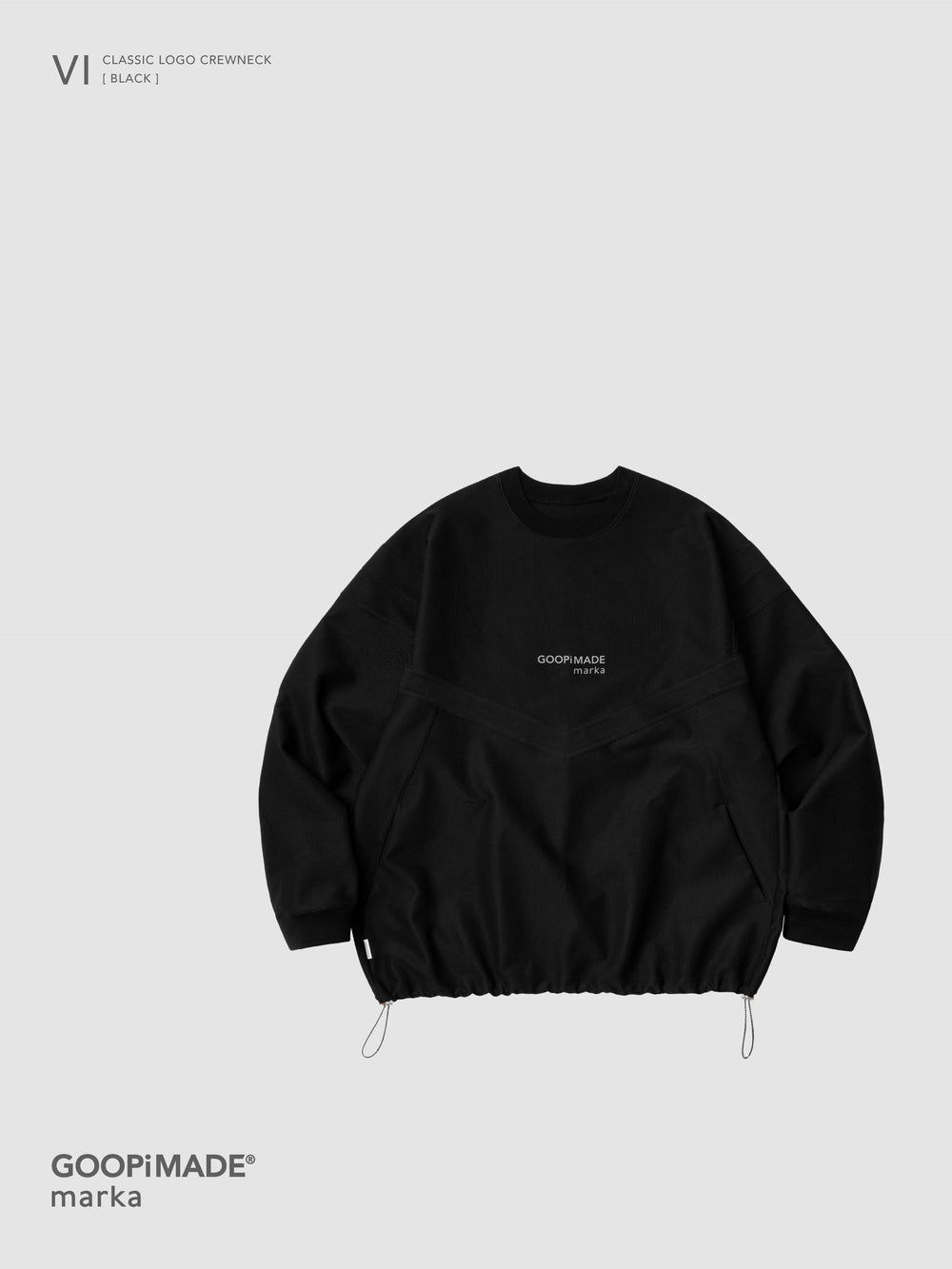 【GOOPiMADE x marka】 VI / Classic Logo Crewneck, Black