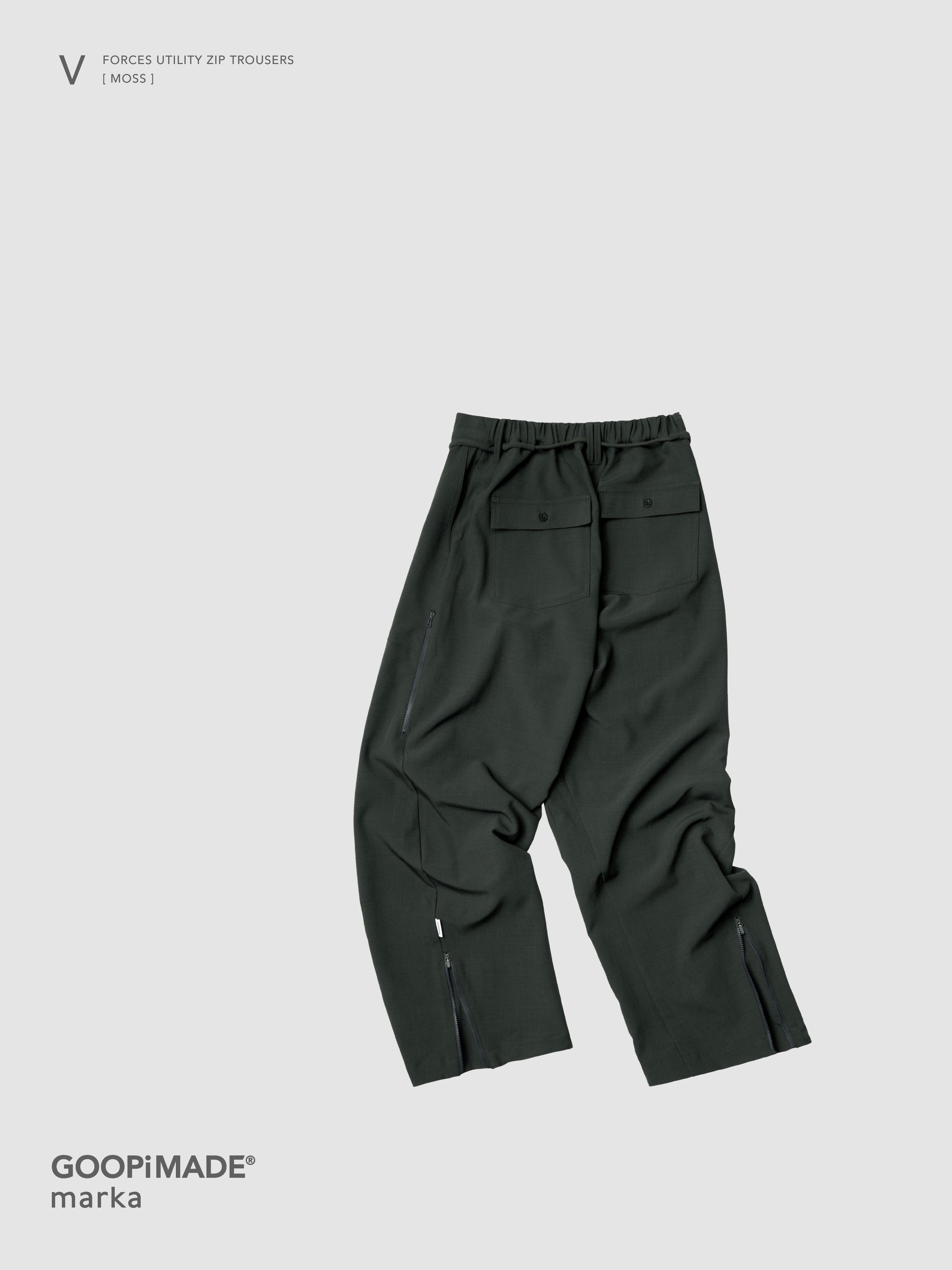 【GOOPiMADE x marka】 V / Forces Utility Zip Trousers, Moss