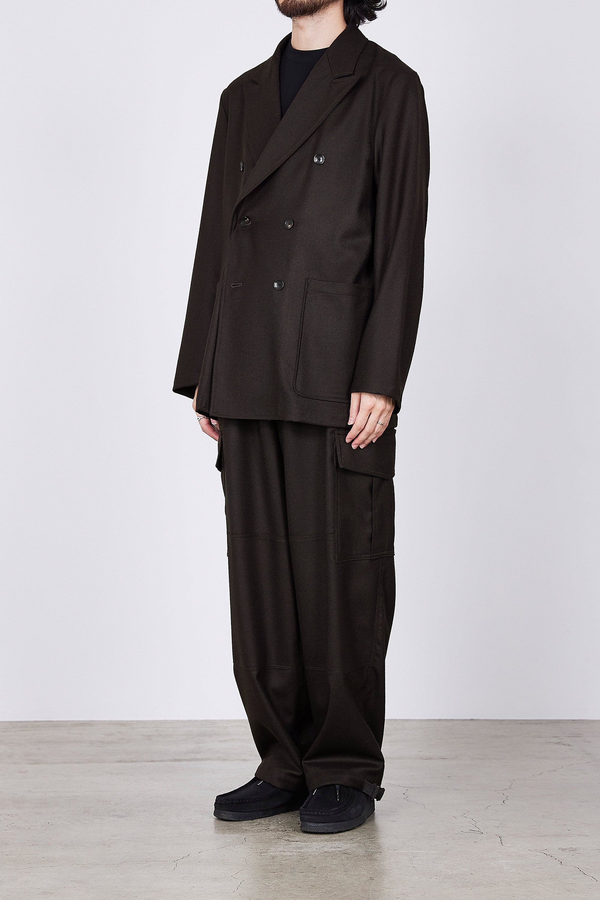 2/48 WOOL SOFT SERGE W.B SHIRT JACKET, Dark Brown