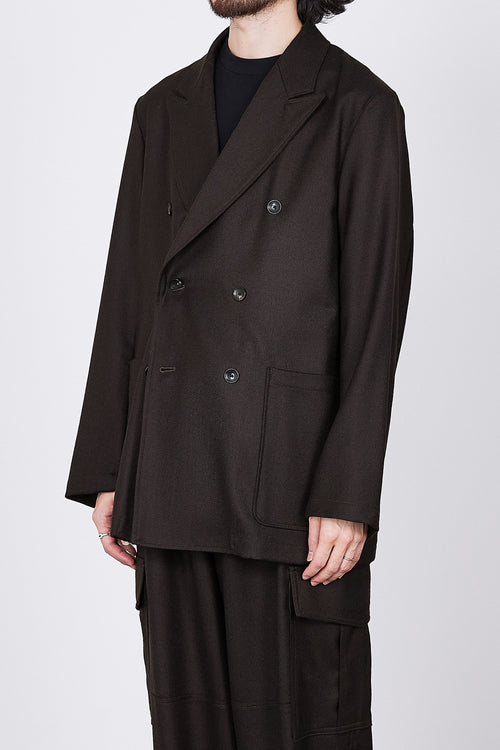 2/48 WOOL SOFT SERGE W.B SHIRT JACKET, Dark Brown