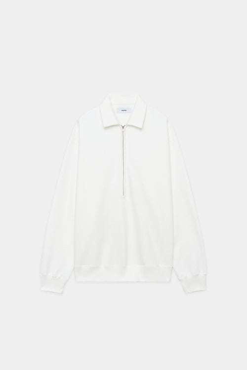 ORGANIC COTTON KNIT FLEECE HALF ZIP POLO, White