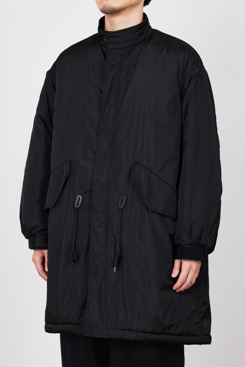 RECYCLE NYLON POPLIN PUFFED MODS COAT, Black