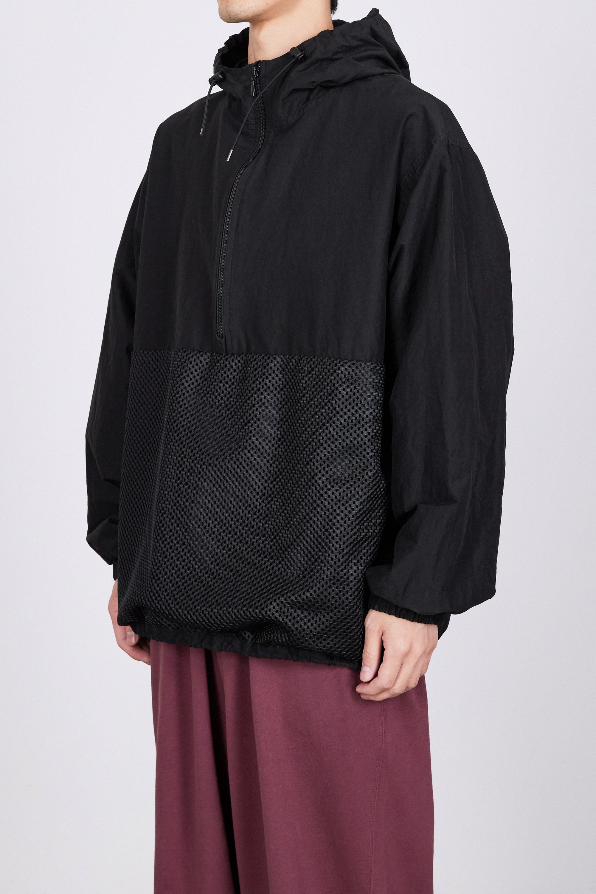 オーガニックコットンシルク高密度タイプライター / アノラック, Black