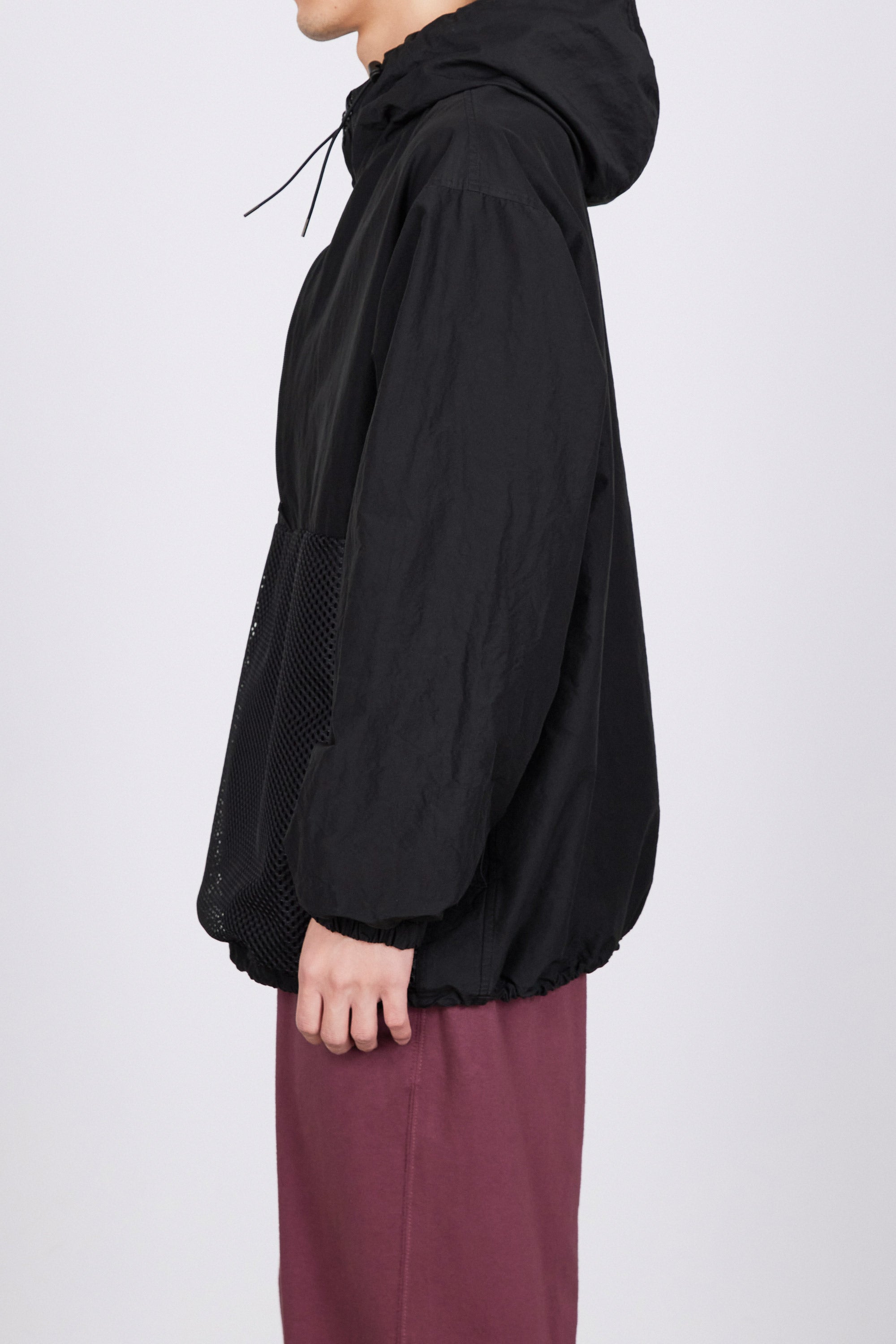 オーガニックコットンシルク高密度タイプライター / アノラック, Black