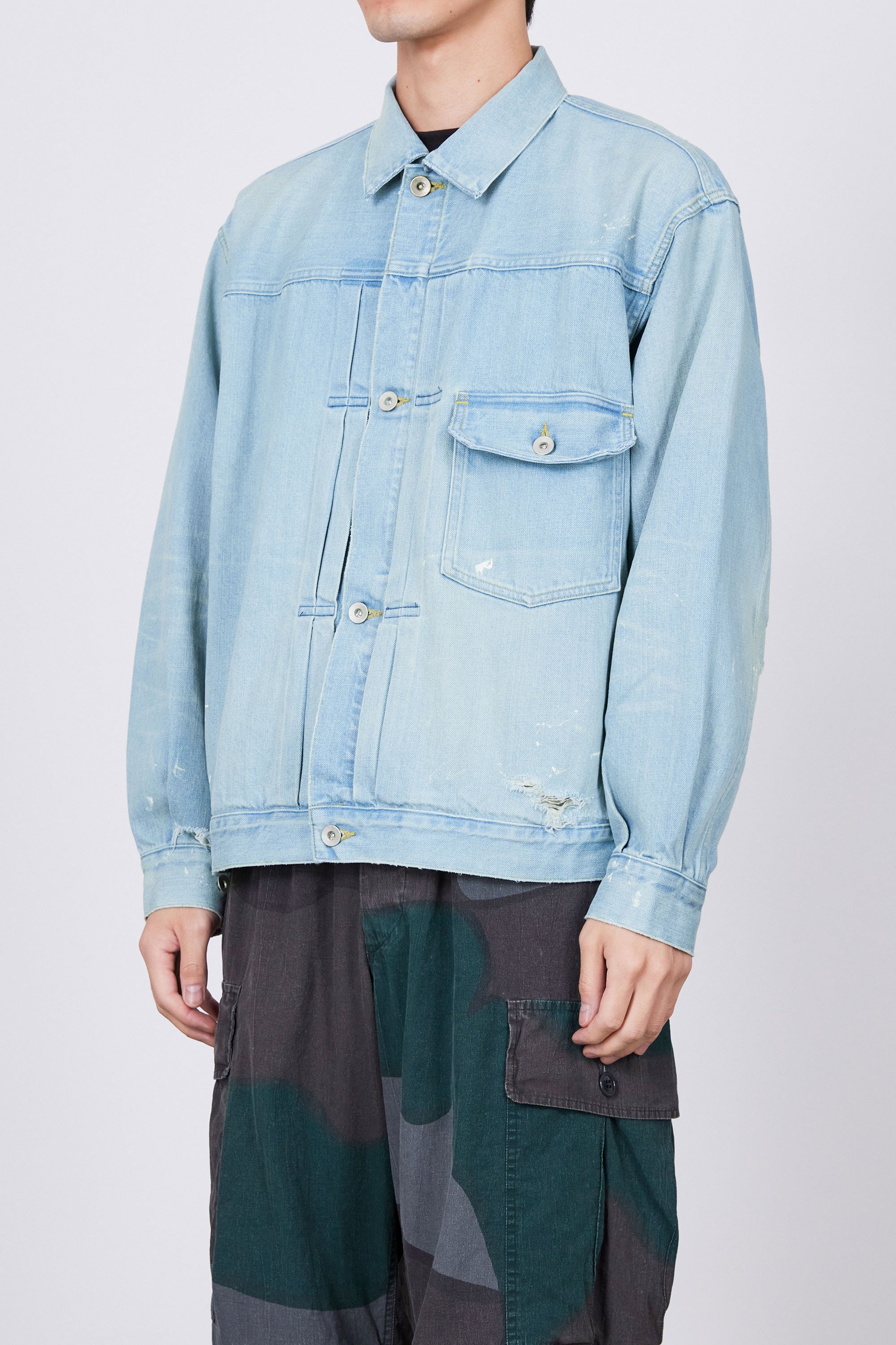 ORGANIC COTTON 12oz DENIM TYPE1 DENIM JACKET, Bleached