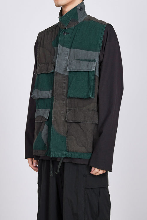 TUMBLED ORGANIC COTTON POPLIN B.D.U VEST, Camo