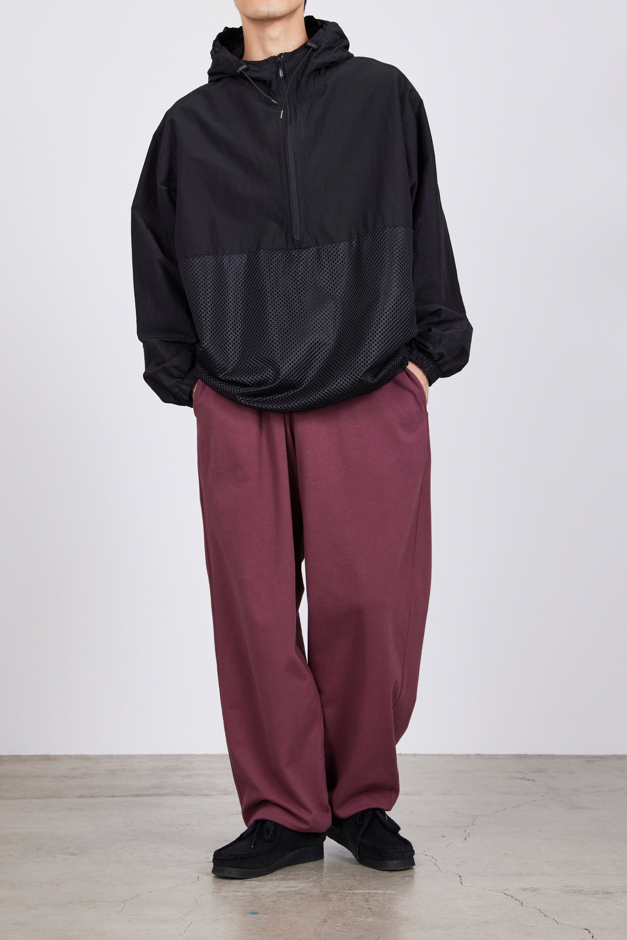 オーガニックコットンシルク高密度タイプライター / アノラック, Black