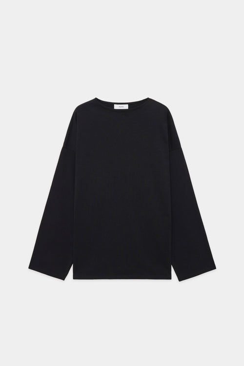 30//1 ORGANIC COTTON KNIT BASQUE SHIRT, Black