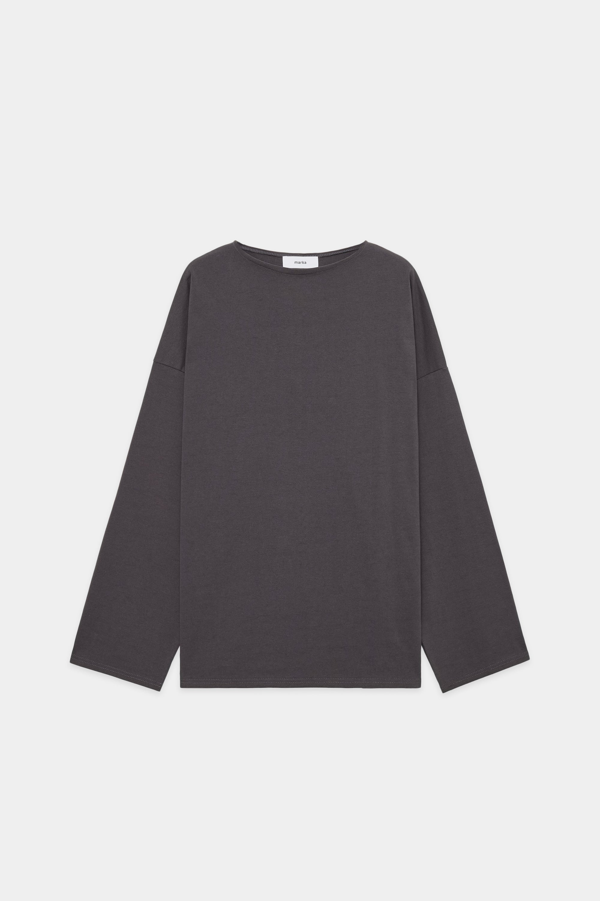 オーガニックコットン30/1引き揃えBD天竺 バスクシャツ, Charcoal