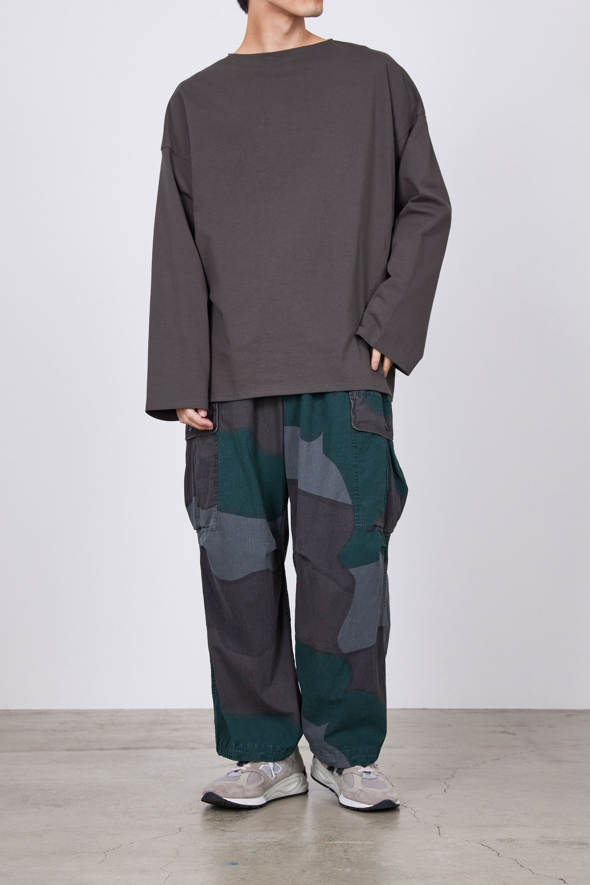 オーガニックコットン30/1引き揃えBD天竺 バスクシャツ, Charcoal