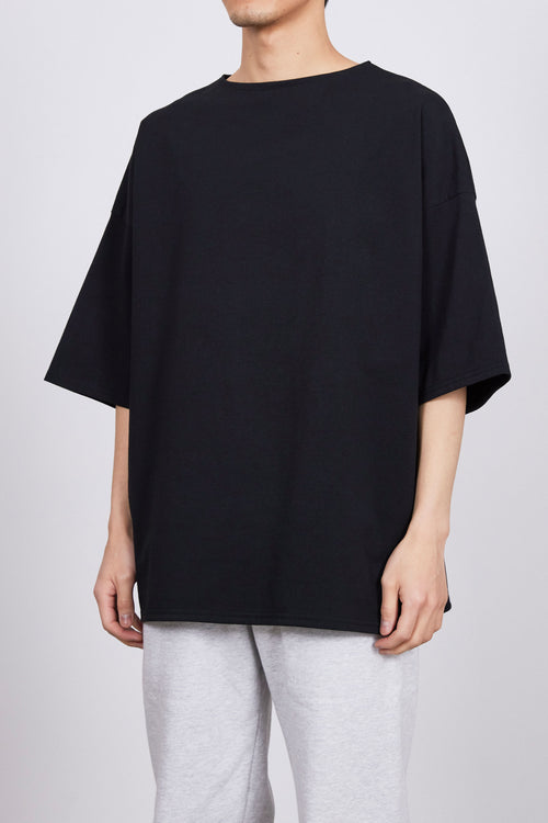 30//1 ORGANIC COTTON KNIT BASQE SHIRT S/S, Black