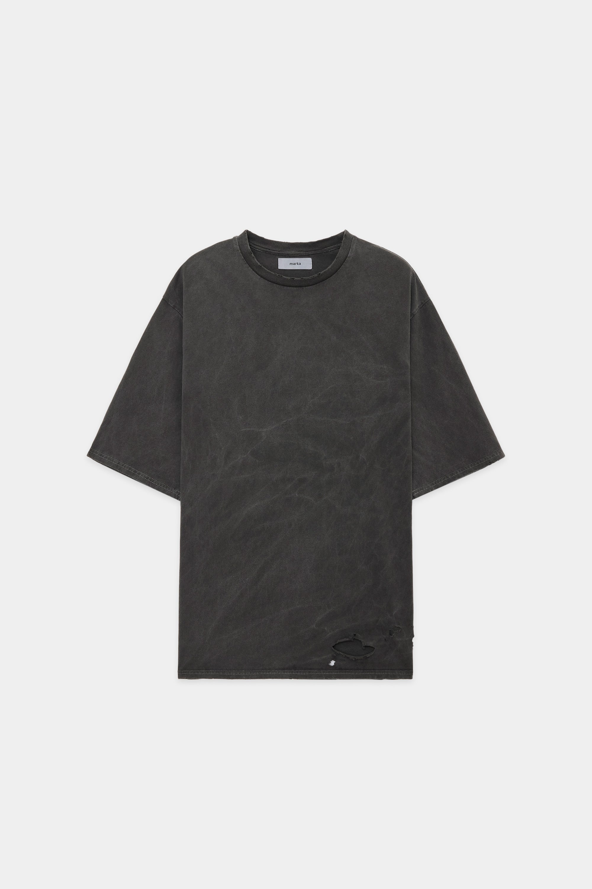 40/2 ORGANIC COTTON KNIT CREW NECK DAMAGED TEE, Dameged