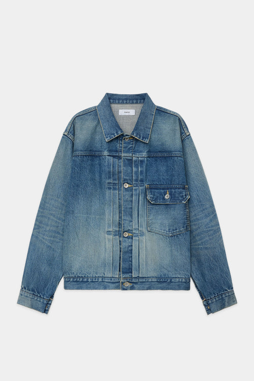 ORGANIC COTTON 13.5oz SELVEDGE DENIM NEW TYPE1 DENIM JACKET, Used Washed