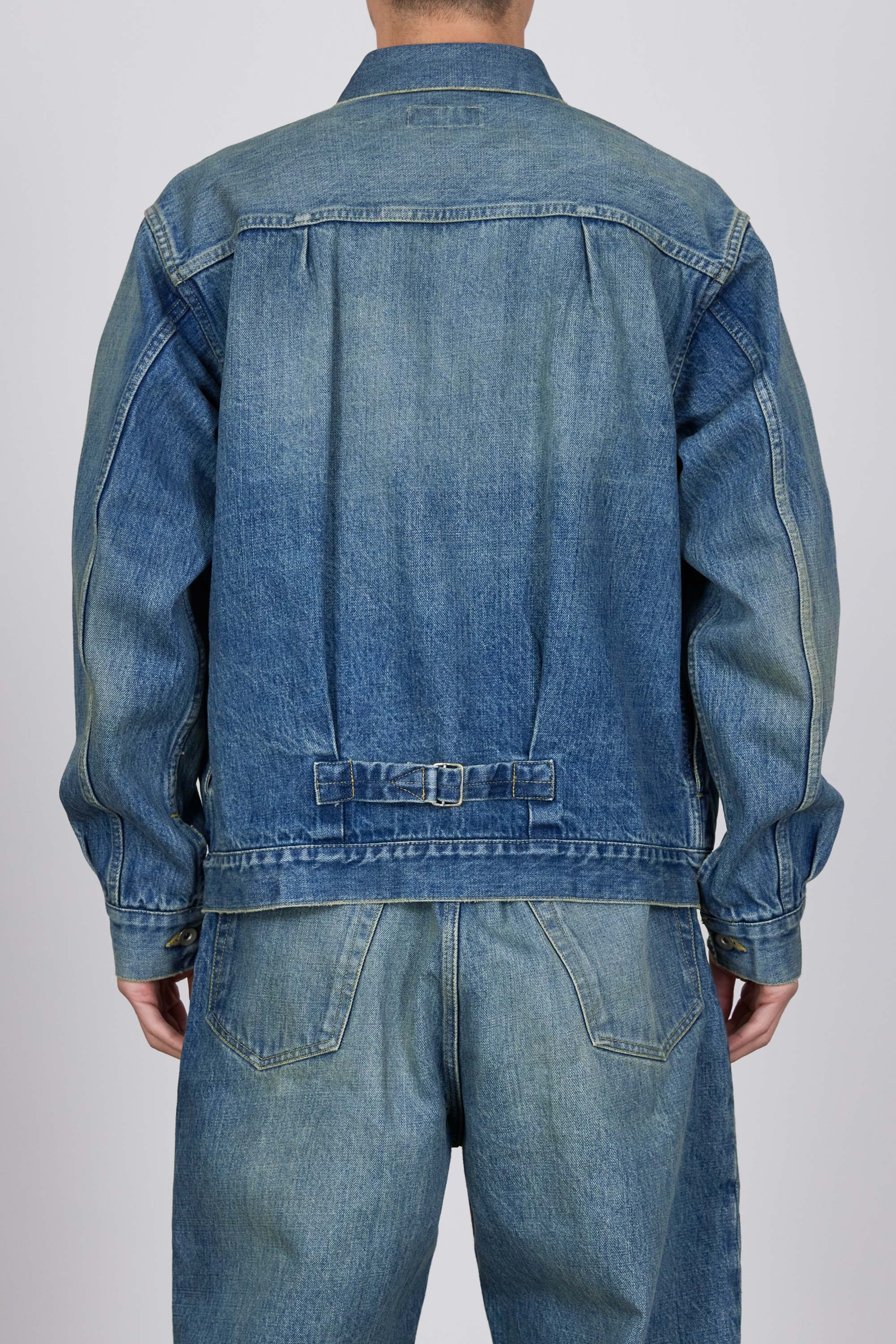 オーガニックコットン13.5ozセルビッチデニム / NEW タイプ1 ジャケット, Used Washed