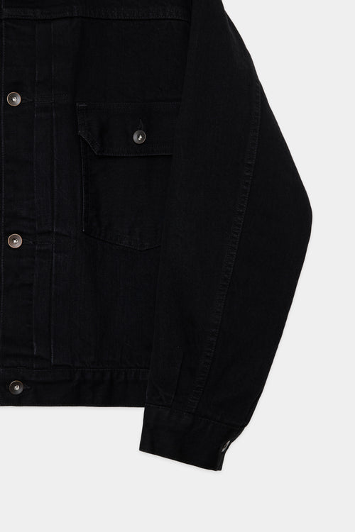 ORGANIC COTTON 13.5oz SELVEDGE DENIM NEW TYPE1 DENIM JACKET, Black