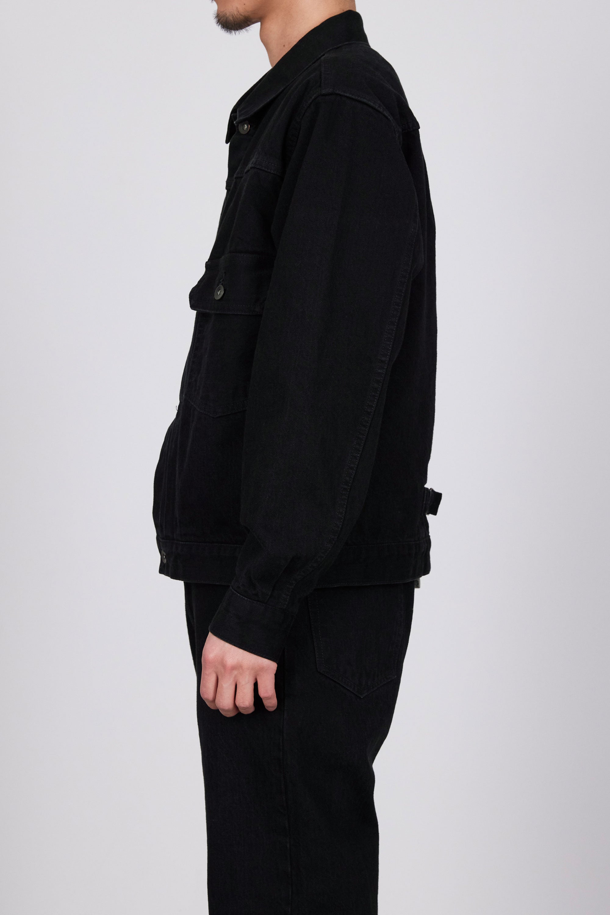 ORGANIC COTTON 13.5oz SELVEDGE DENIM NEW TYPE1 DENIM JACKET, Black