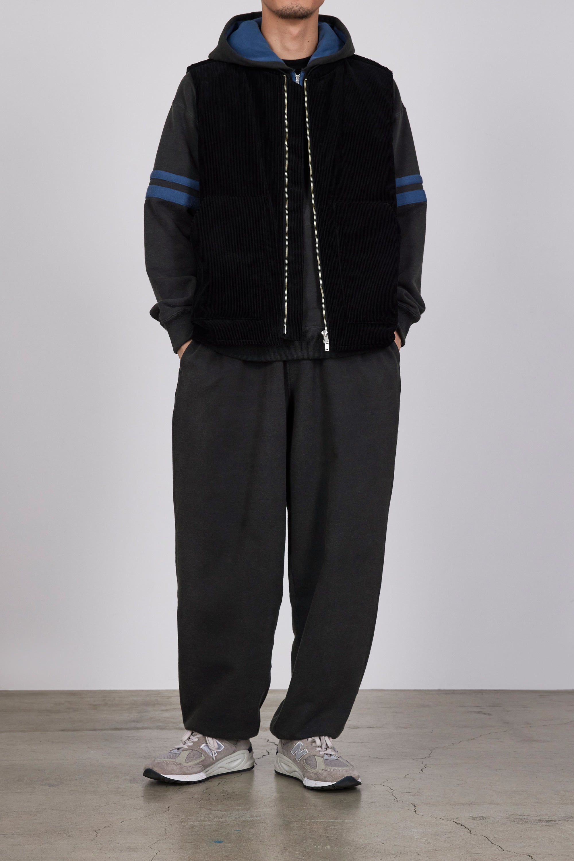 Recycled Subin Organic Cotton Lined Hoodie / Half Zip Hoodie, Faded Black Mix