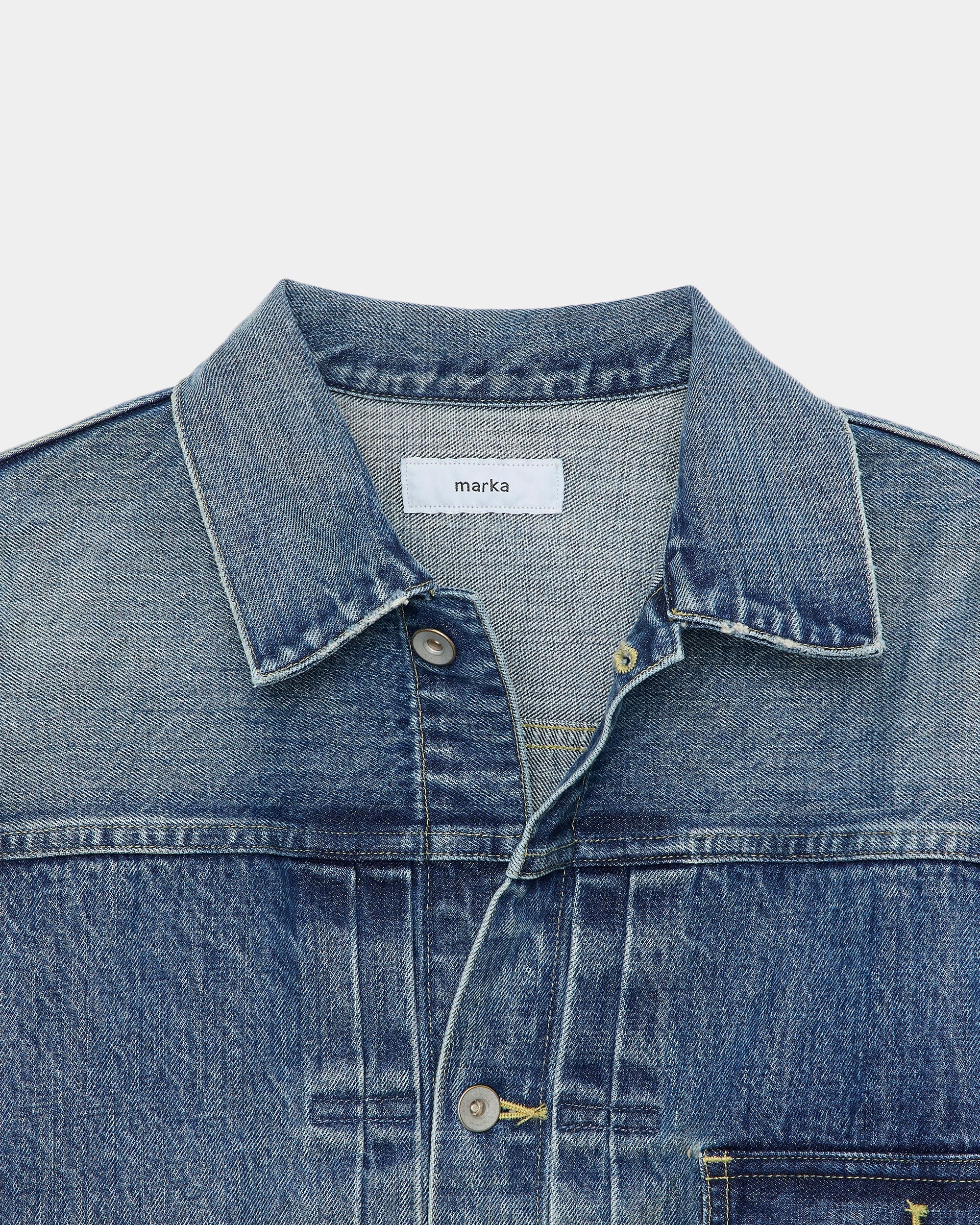 オーガニックコットン 13.5oz セルビッチデニム / TYPE-1 デニムジャケット, Used Washed