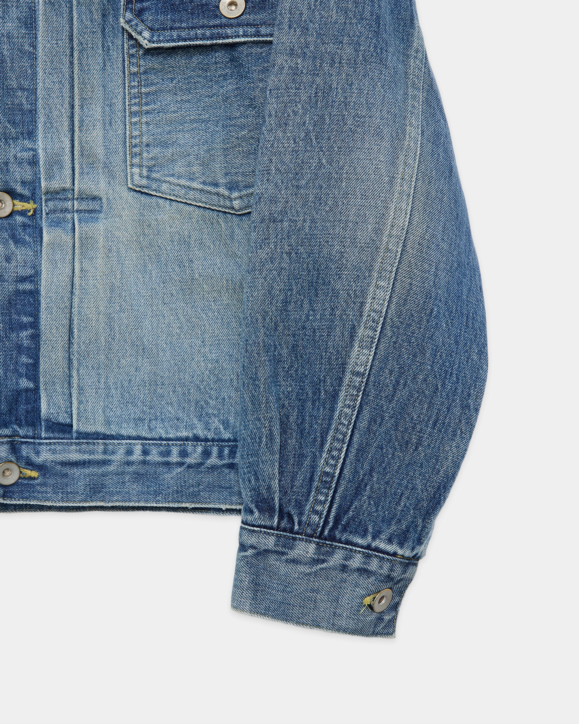 オーガニックコットン 13.5oz セルビッチデニム / TYPE-1 デニムジャケット, Used Washed