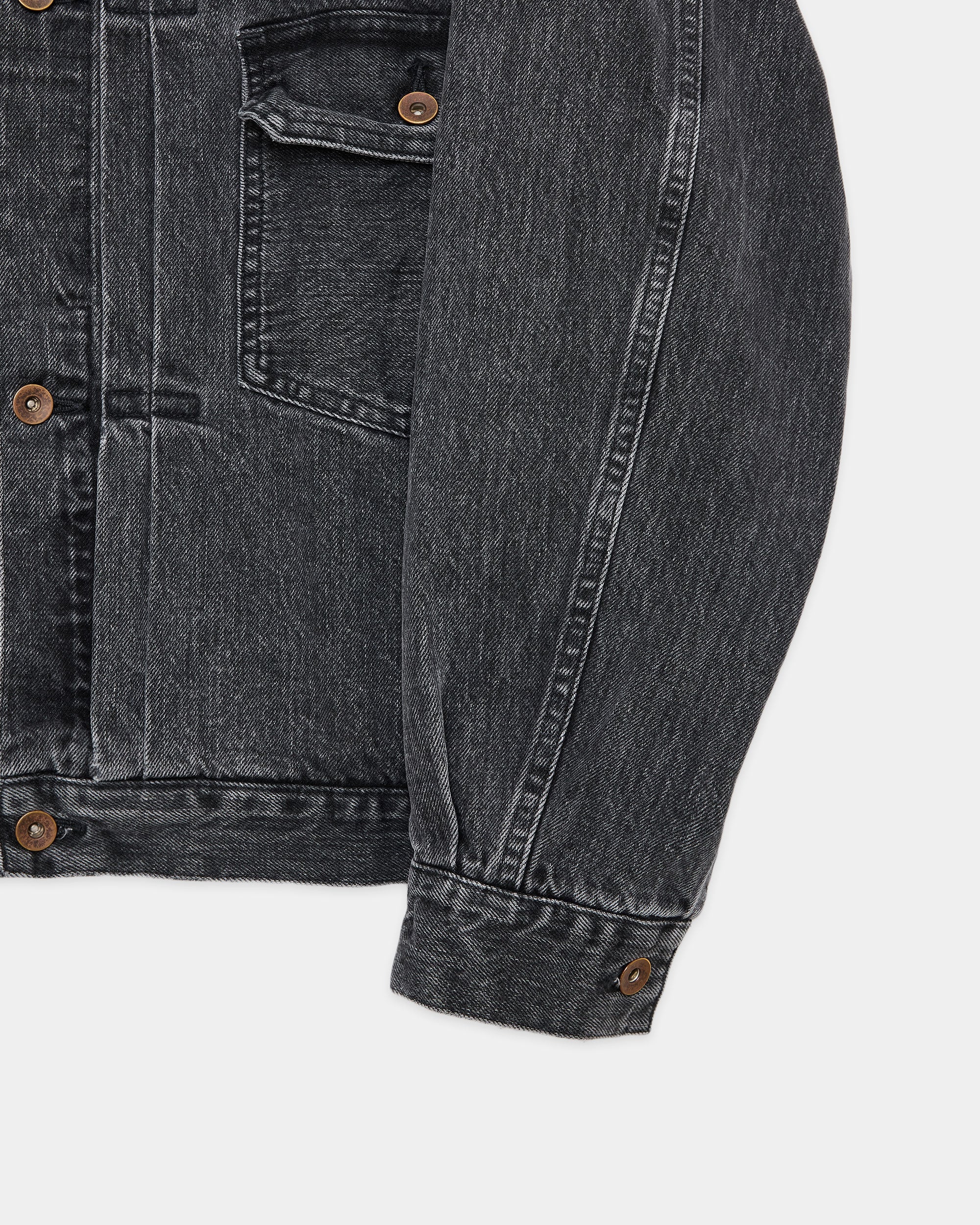 ORGANIC COTTON 13.5oz SELVEDGE DENIM TYPE-1 DENIM JACKET, Faded Black