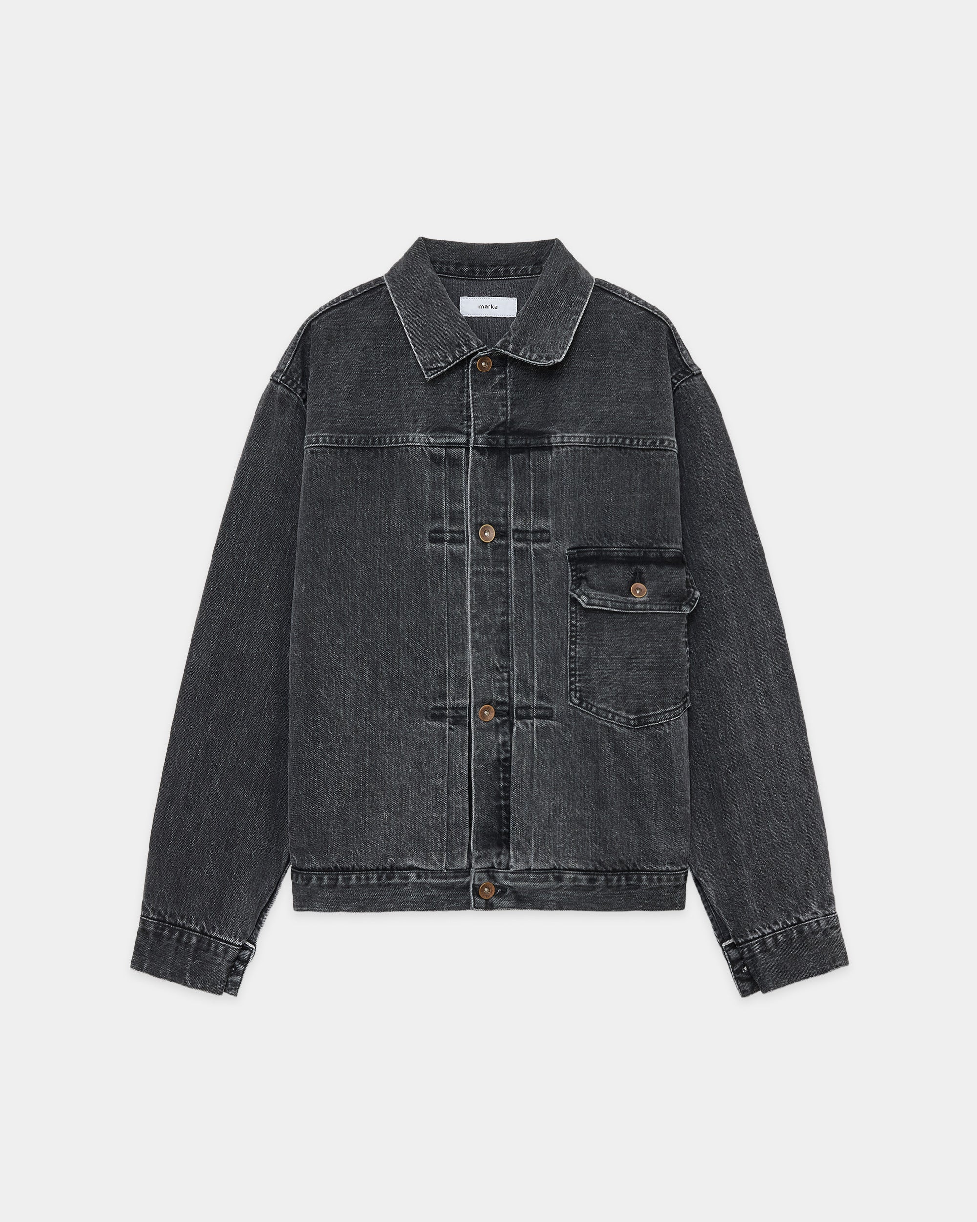 ORGANIC COTTON 13.5oz SELVEDGE DENIM TYPE-1 DENIM JACKET, Faded Black