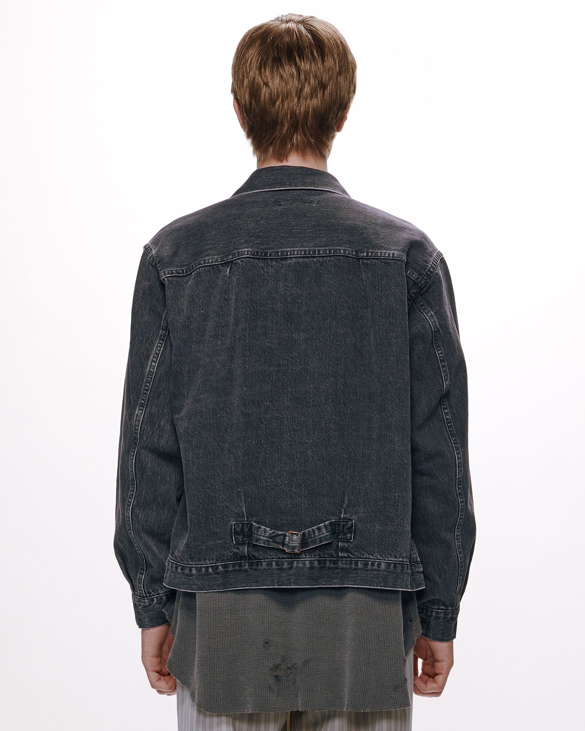ORGANIC COTTON 13.5oz SELVEDGE DENIM TYPE-1 DENIM JACKET, Faded Black