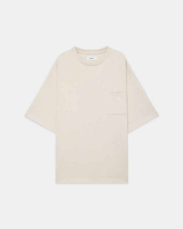 20//1 RECYCLE SUVIN ORGANIC COTTON KNIT LOOSE FIT POCKET TEE, Off White