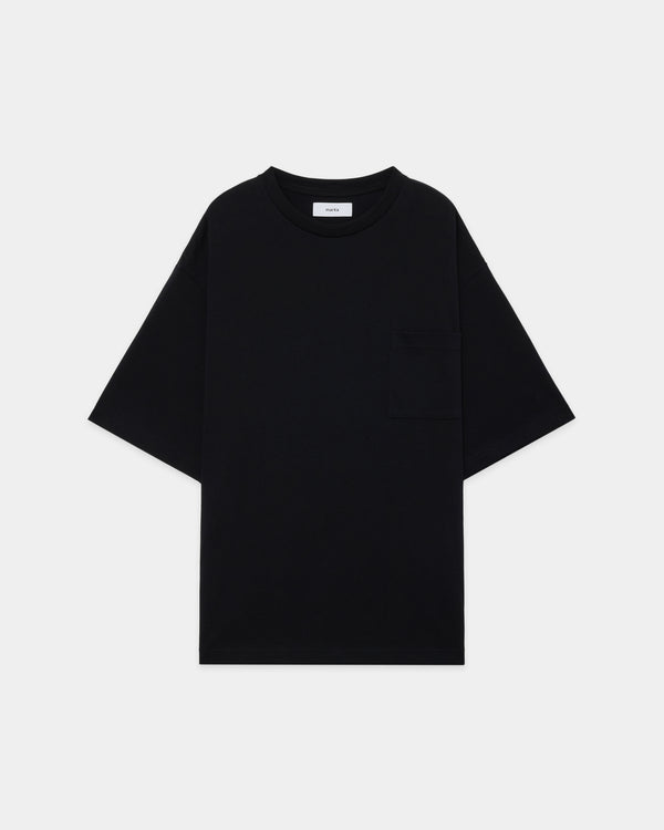 20//1 RECYCLE SUVIN ORGANIC COTTON KNIT LOOSE FIT POCKET TEE, Black