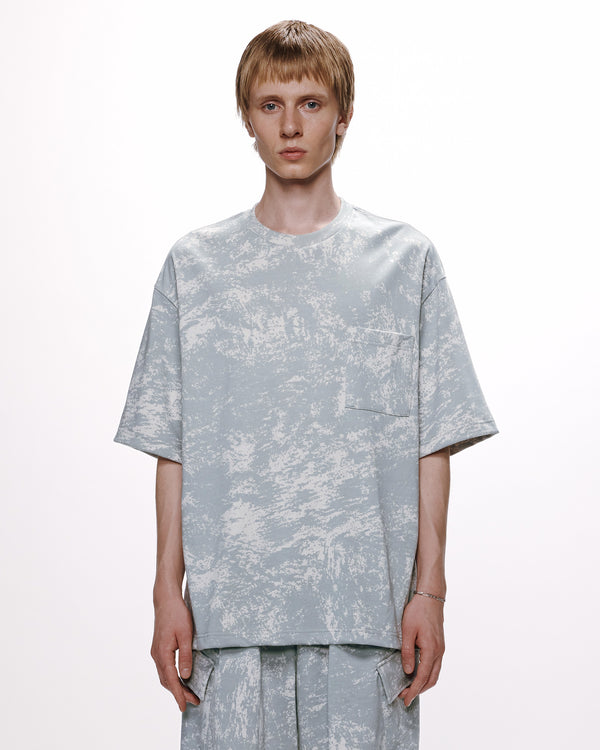 20//1 RECYCLE SUVIN ORGANIC COTTON KNIT LOOSE FIT POCKET TEE, White Camo