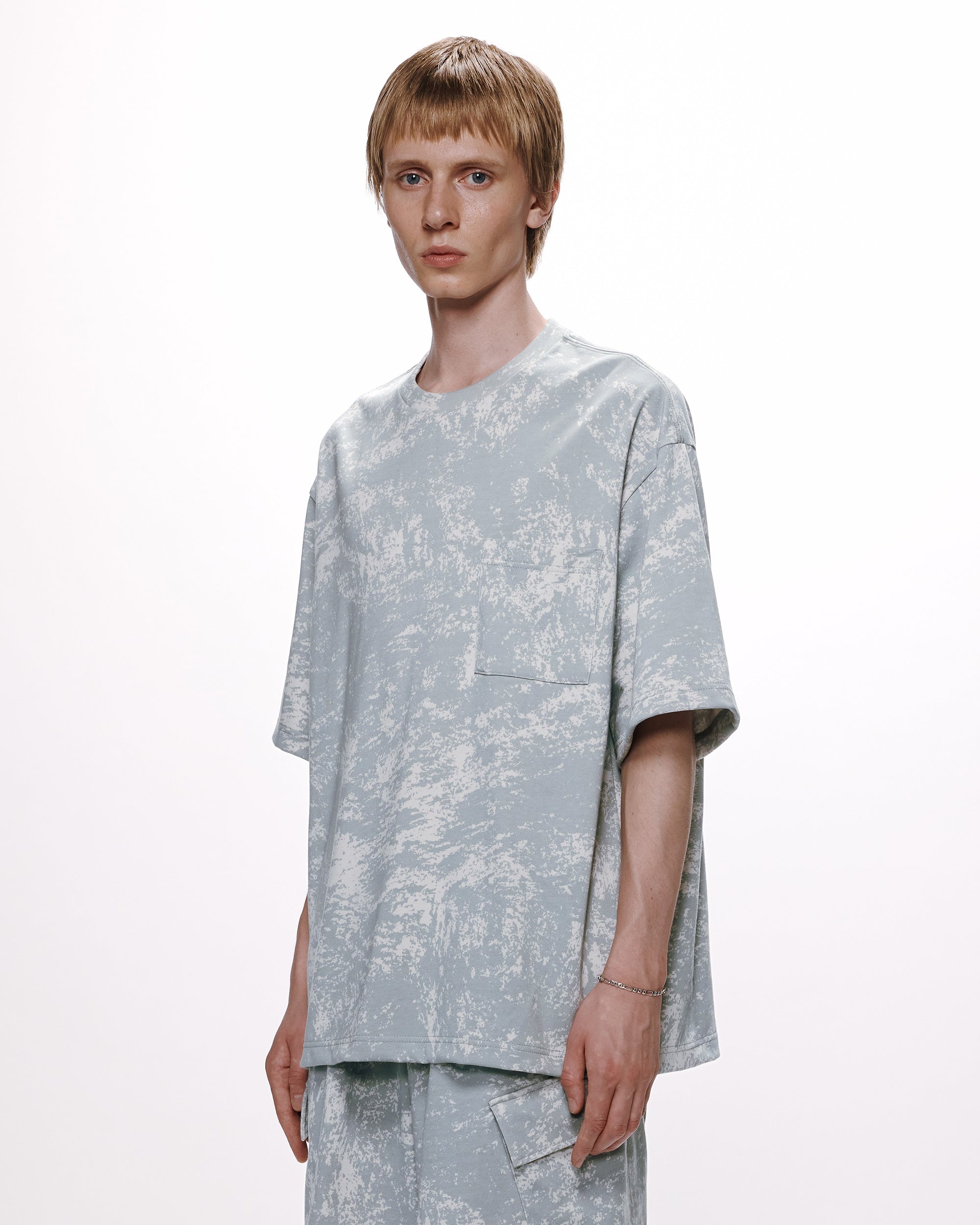 20//1 RECYCLE SUVIN ORGANIC COTTON KNIT LOOSE FIT POCKET TEE, White Camo