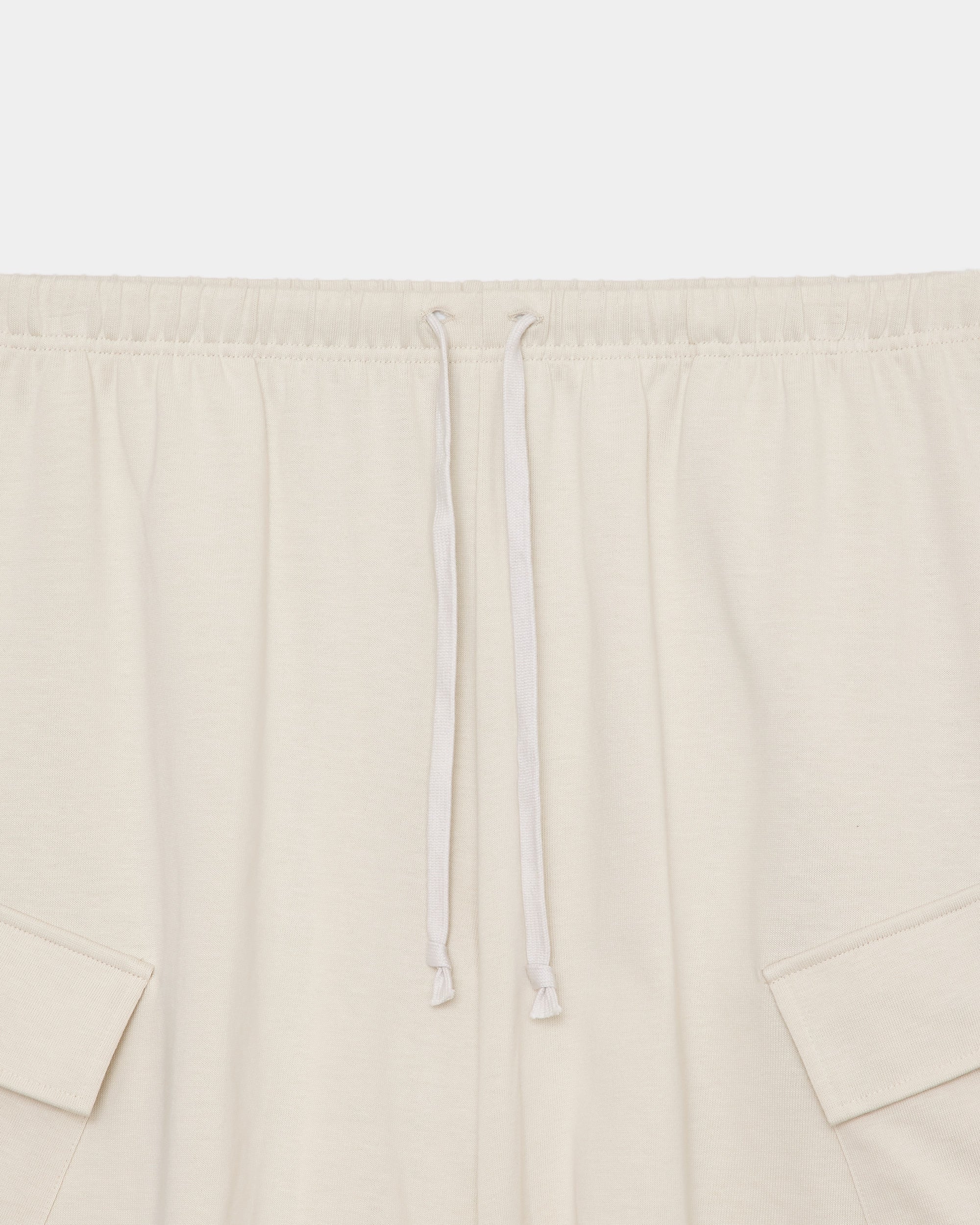 20//1 RECYCLE SUVIN ORGANIC COTTON KNIT CARGO SHORTS, Off White