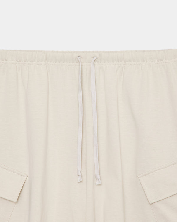 20//1 RECYCLE SUVIN ORGANIC COTTON KNIT CARGO SHORTS, Off White