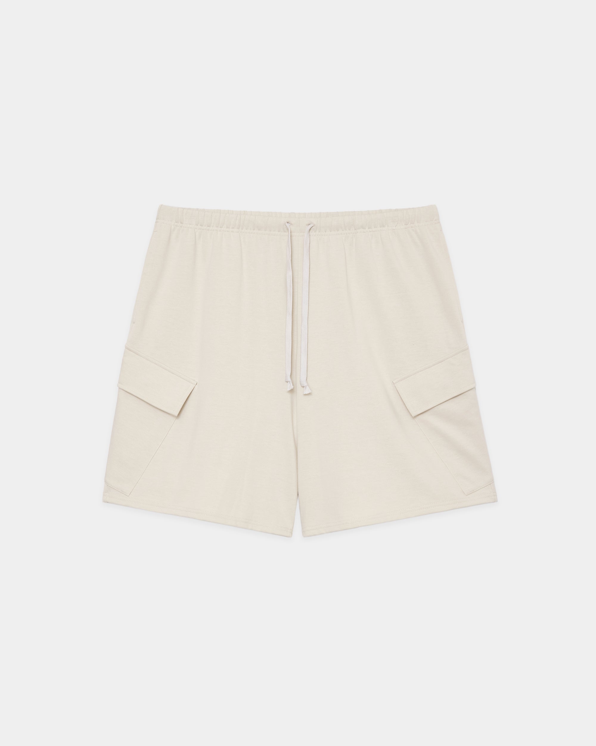 20//1 RECYCLE SUVIN ORGANIC COTTON KNIT CARGO SHORTS, Off White