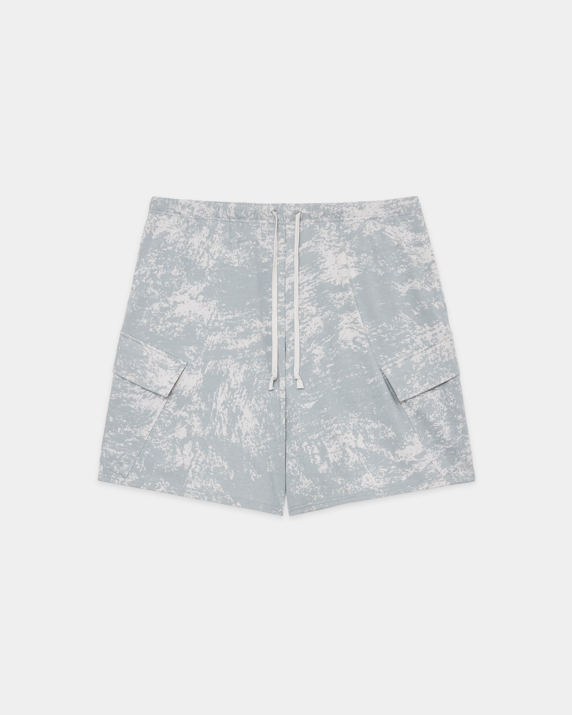 リサイクルスビンオーガニックコットン度詰め天竺 / カーゴショーツ, White Camo